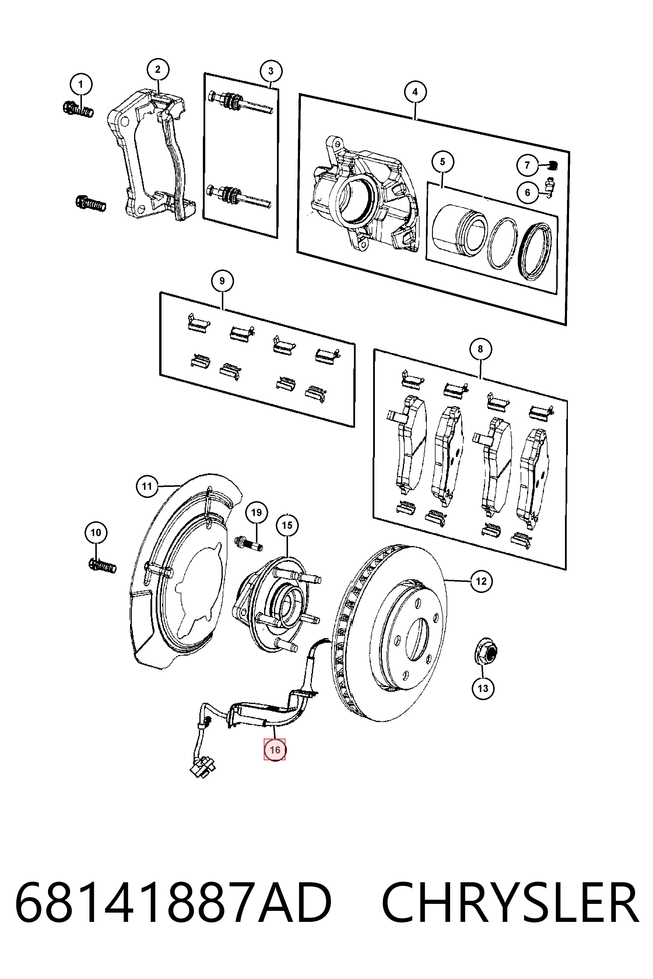 Купить K68141887AA Fiat/Alfa/Lancia Датчик АБС (ABS) передний