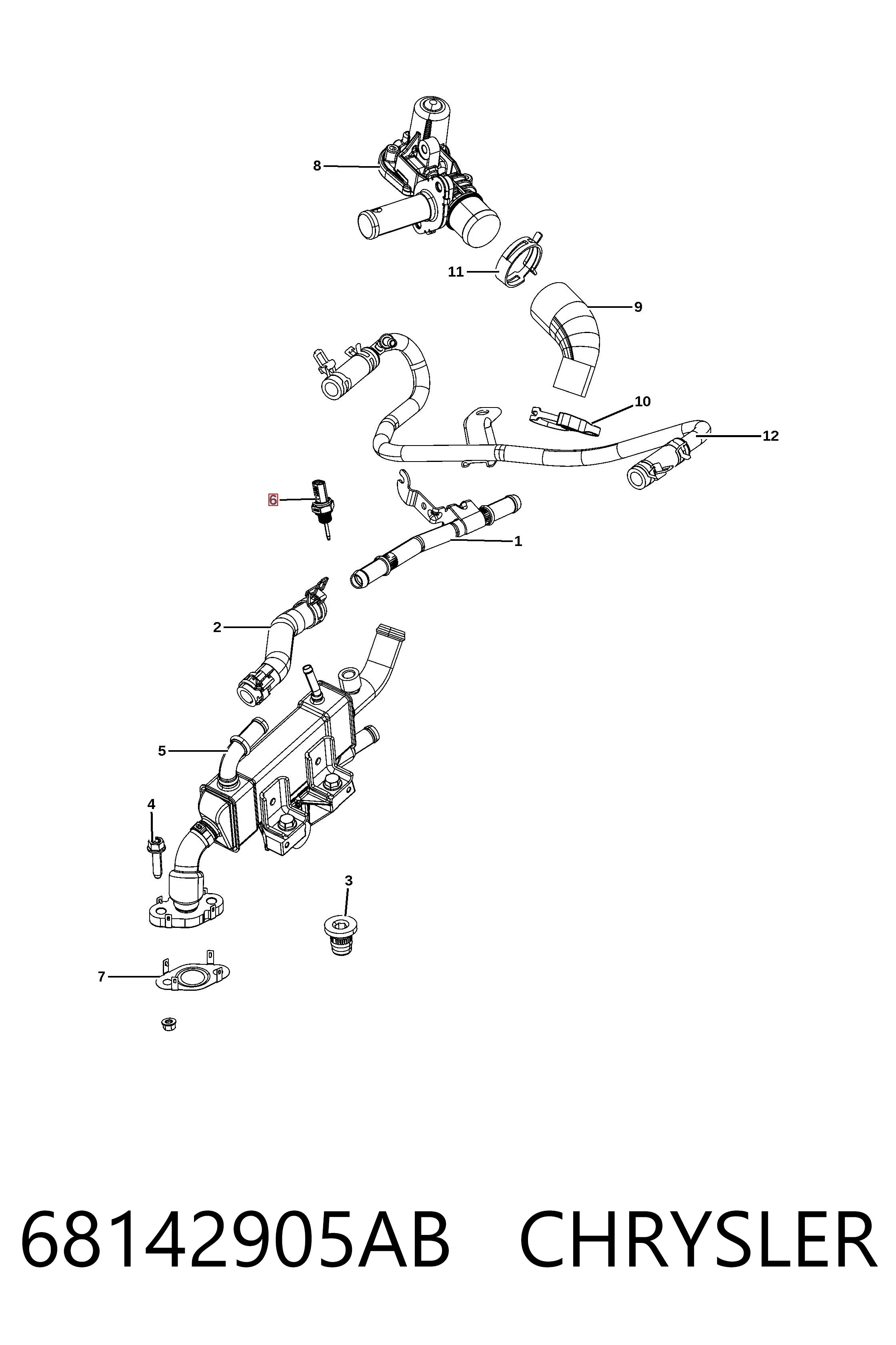 68142905AB Chrysler Датчик температуры отработавших газов (ОГ), до катализатора
