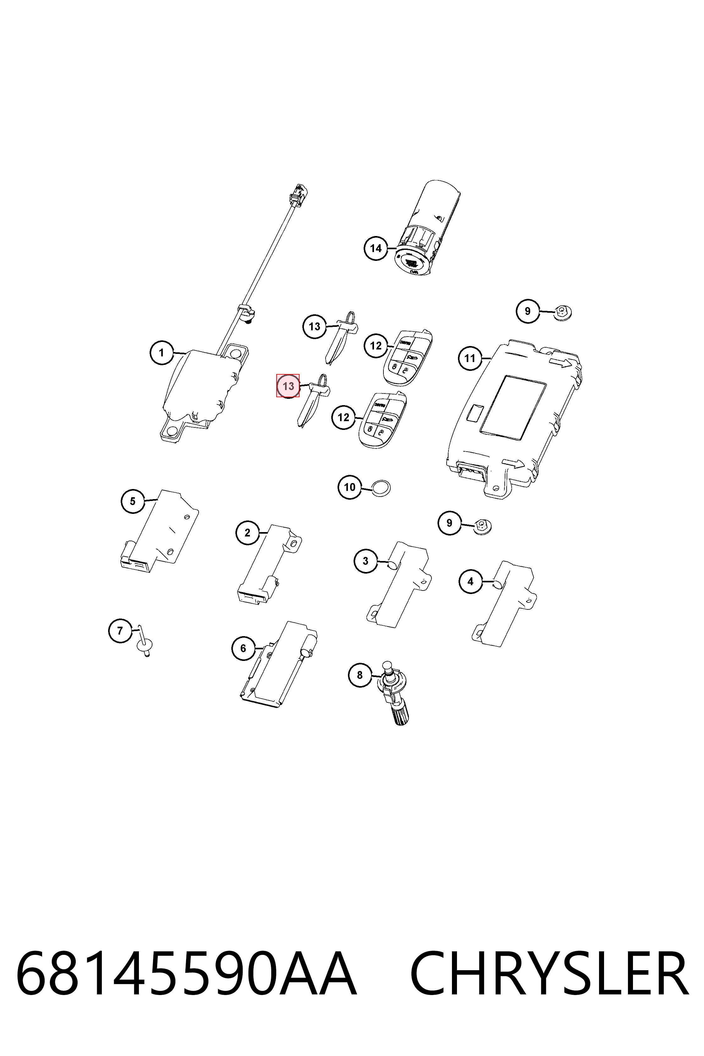 K68200221AA Fiat/Alfa/Lancia Ключ-заготовка