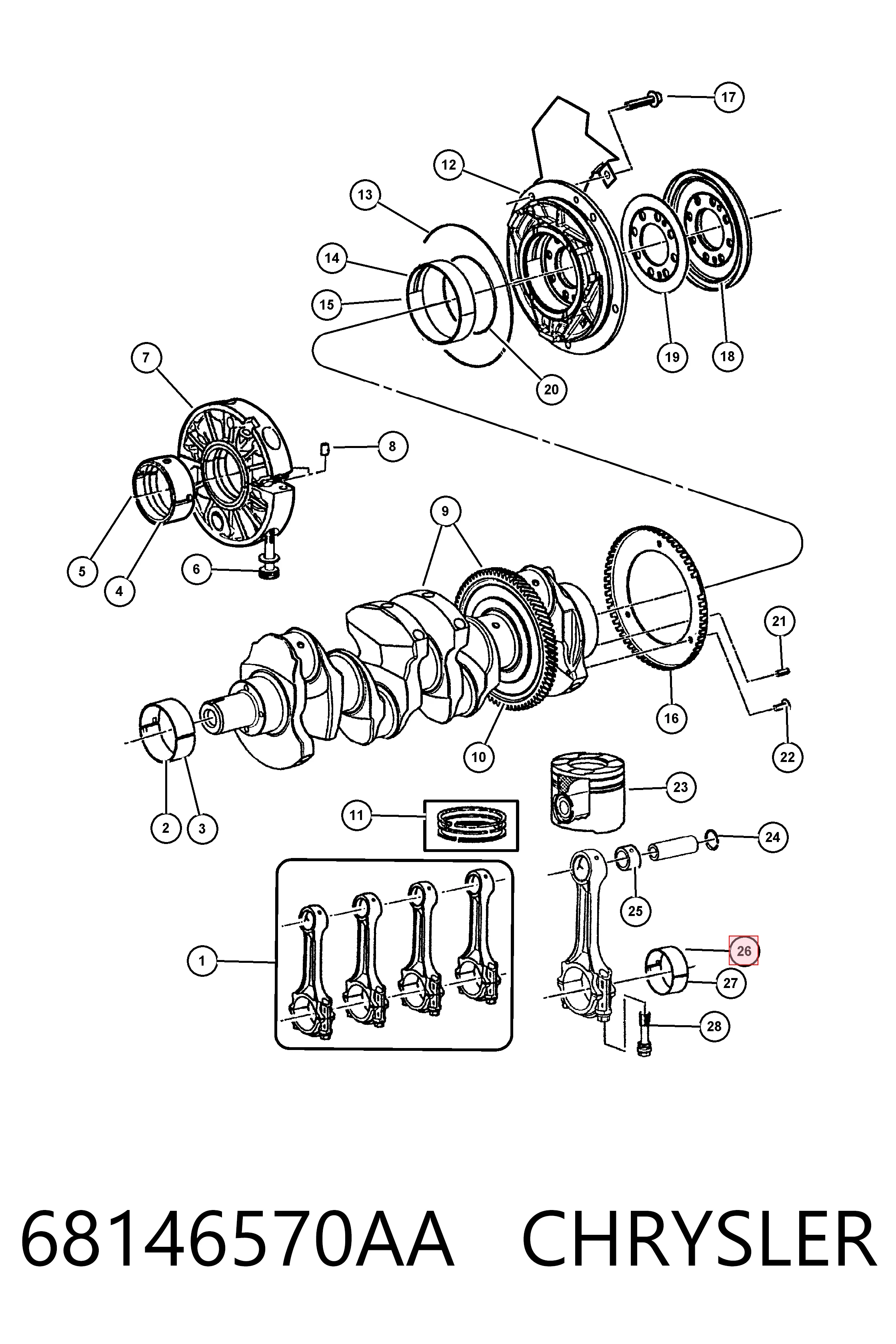 Купить K68146570AA Fiat/Alfa/Lancia Комплект шатунных вкладышей