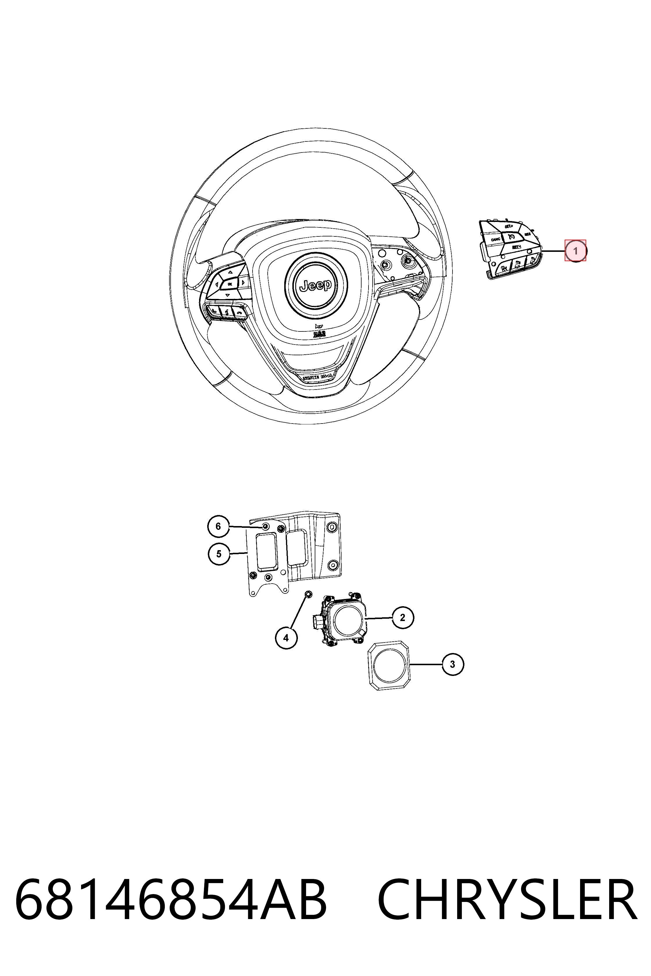 K68245348AA Fiat/Alfa/Lancia Блок кнопочных переключателей рулевого колеса