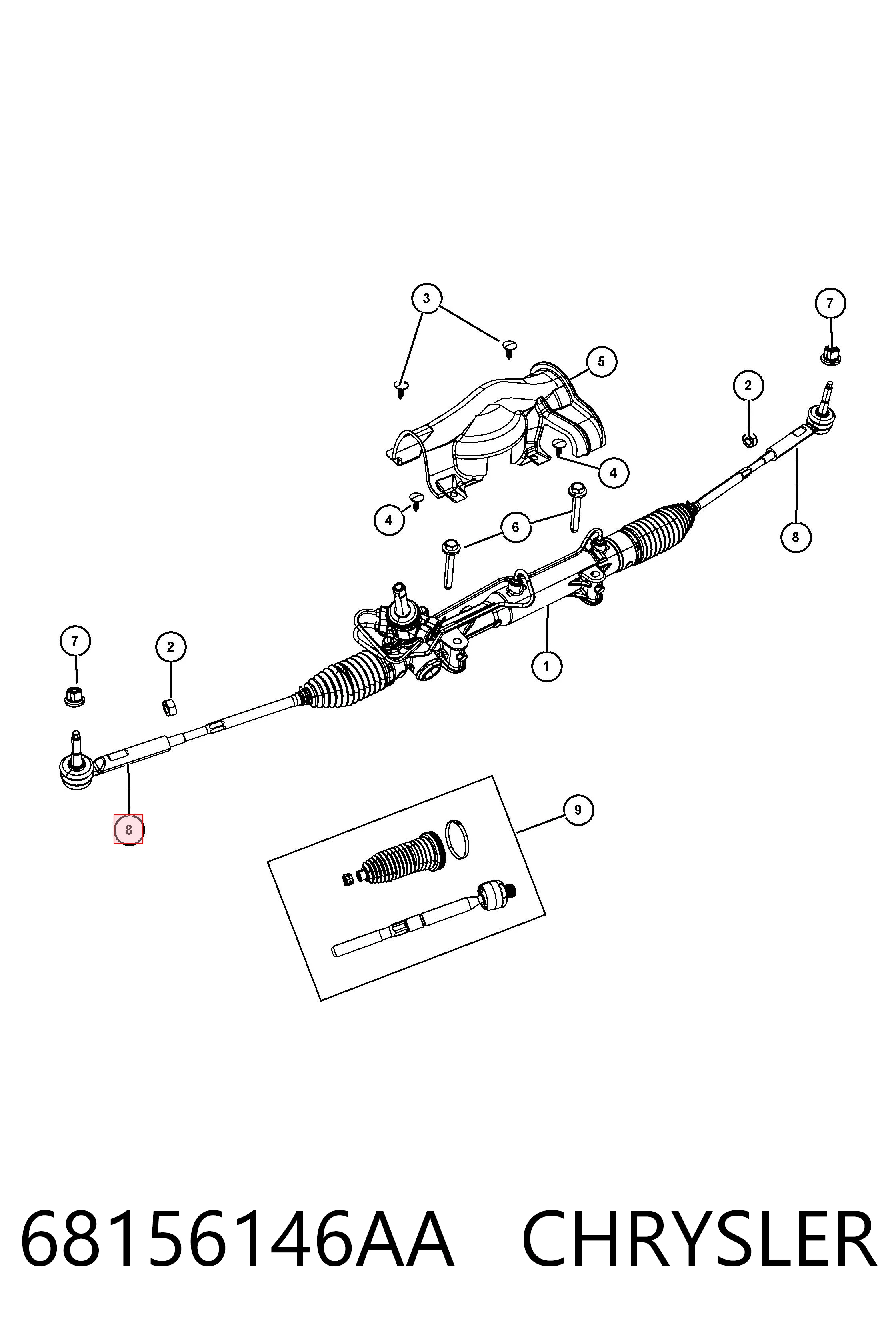 68156146AA Chrysler Наружный наконечник рулевой тяги
