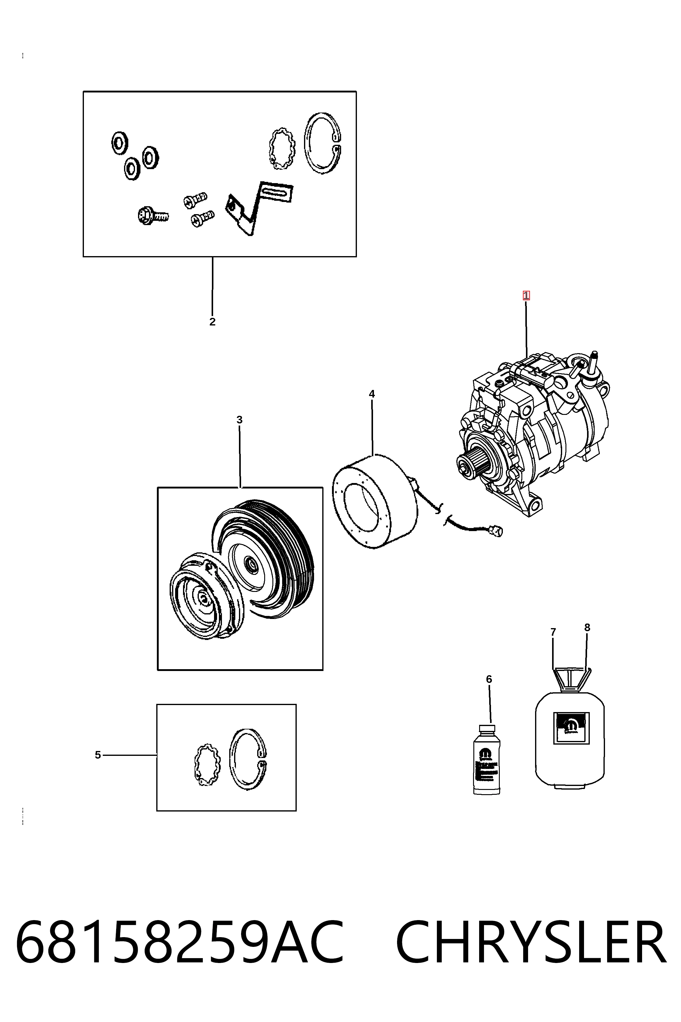 68158259AC Chrysler Компрессор хладагента