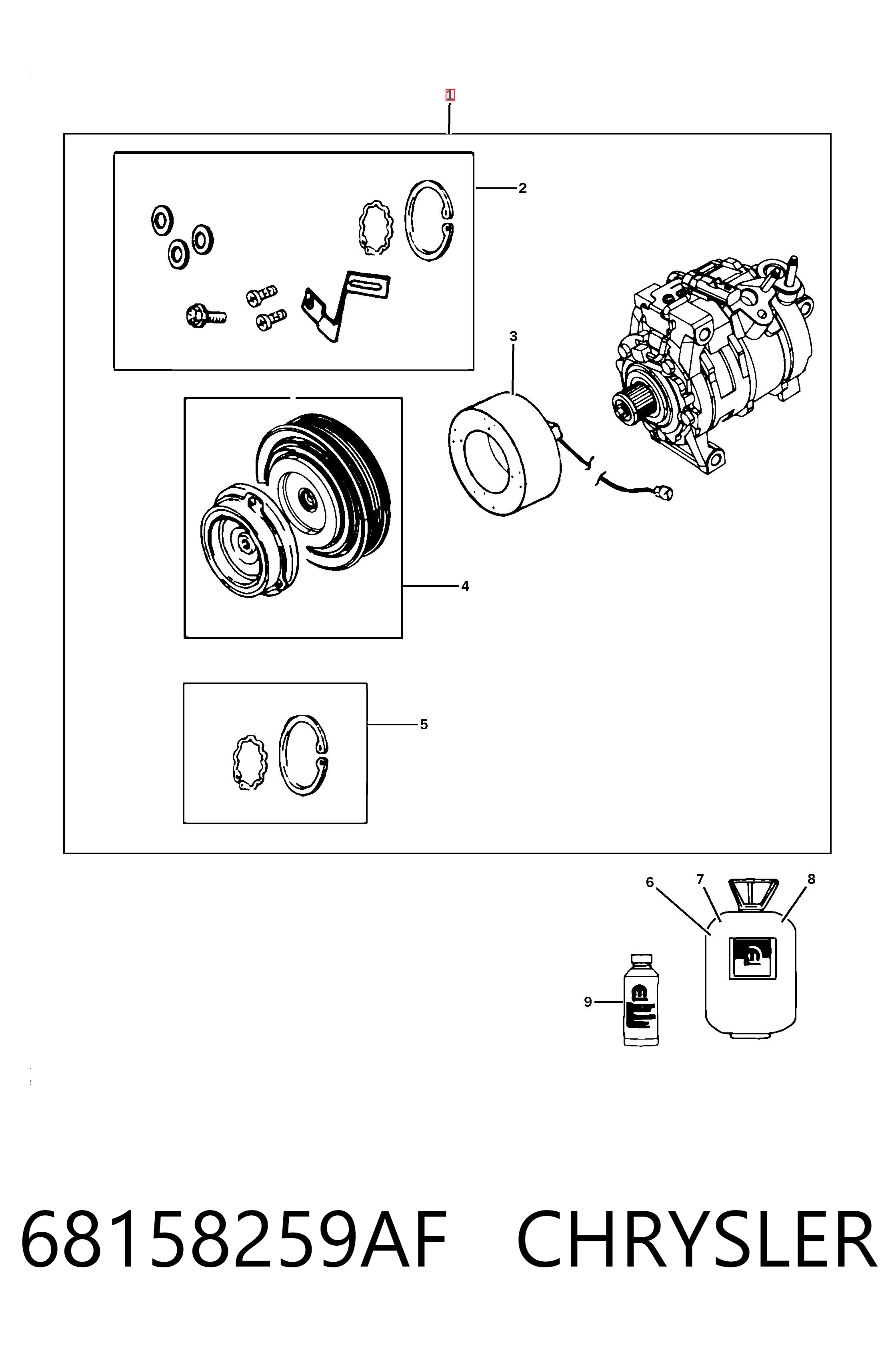 68158259AF Chrysler Компрессор хладагента