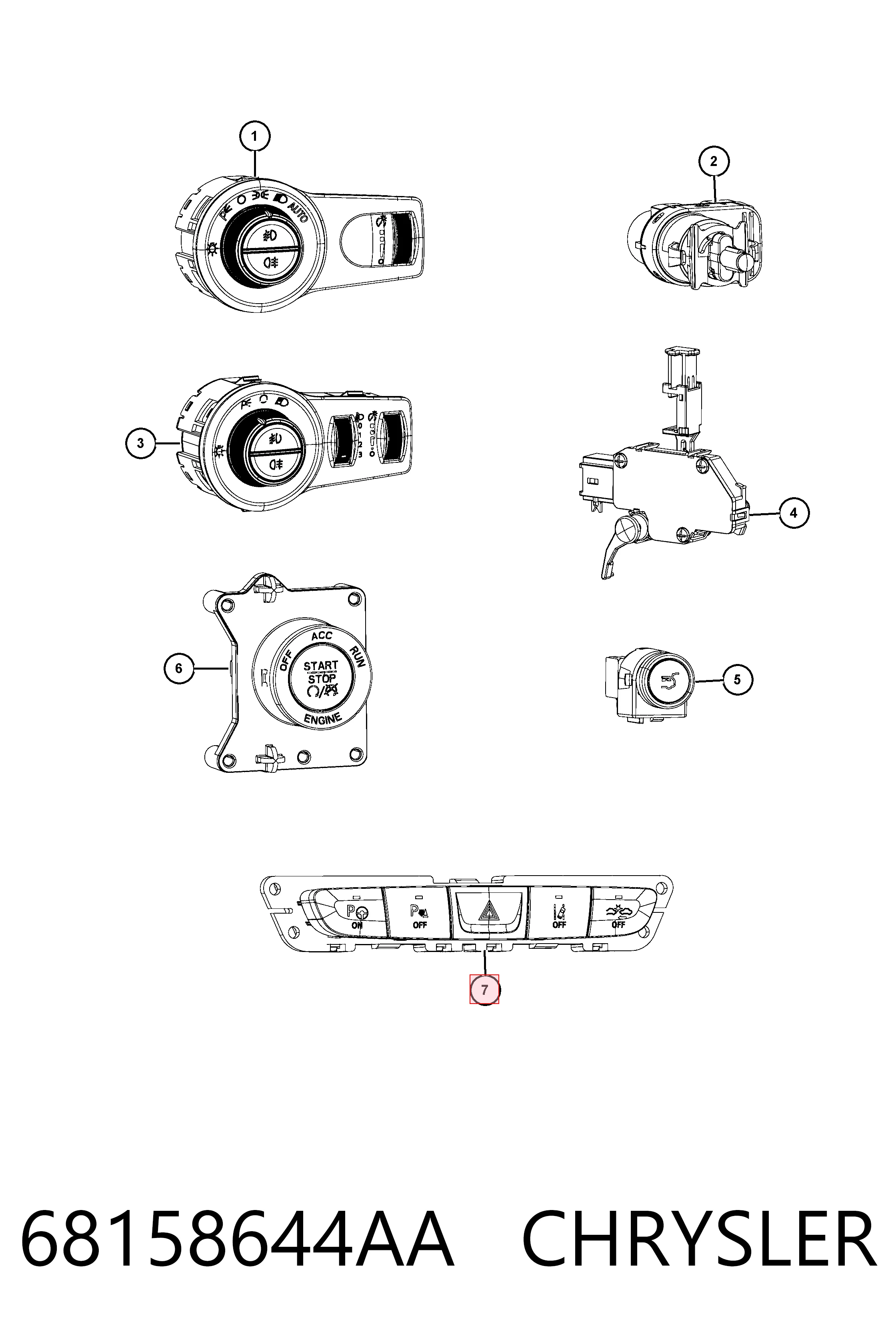 68158644AA Chrysler Блок кнопок центральной консоли