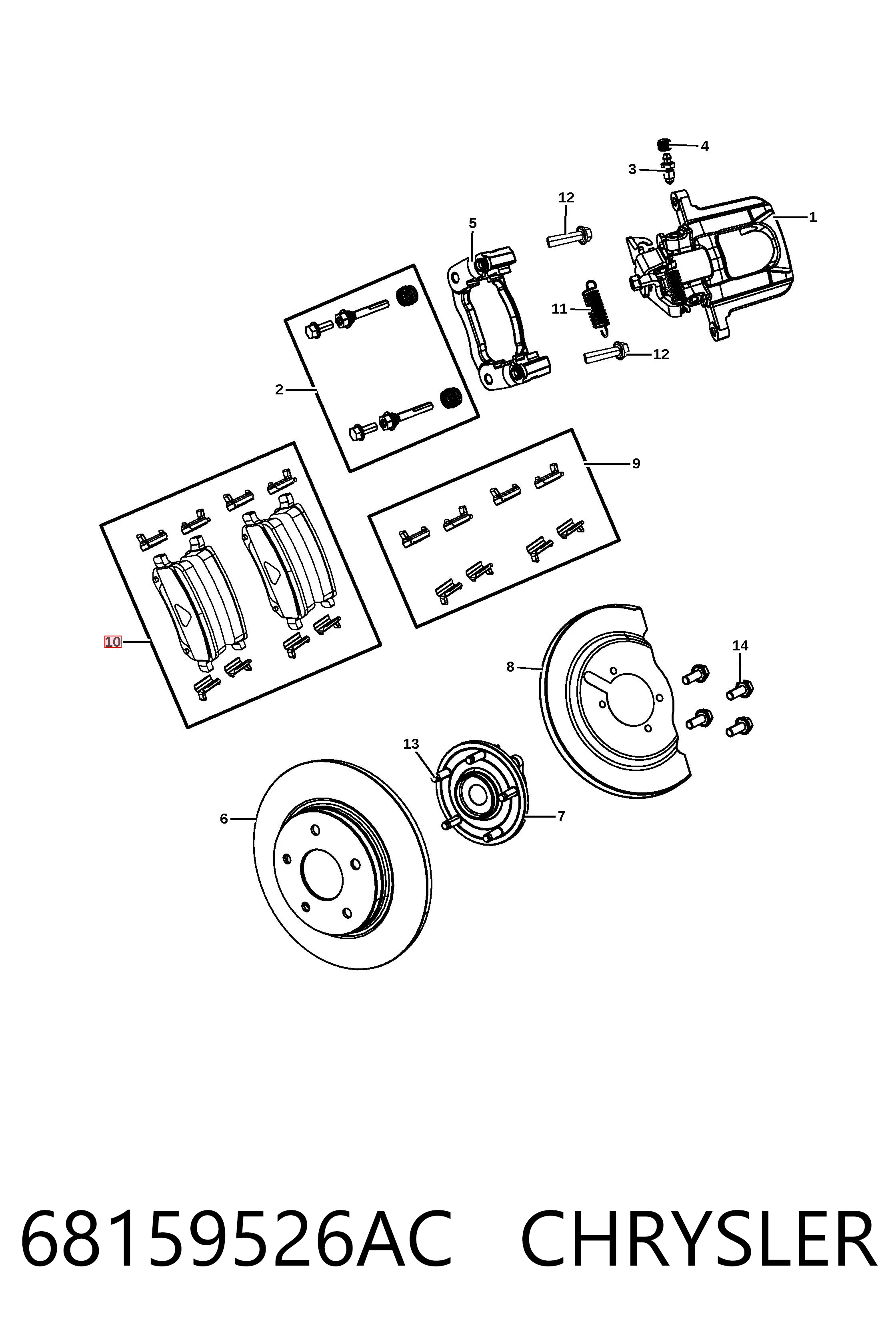 68159526AC Chrysler Колодки тормозные дисковые комплект