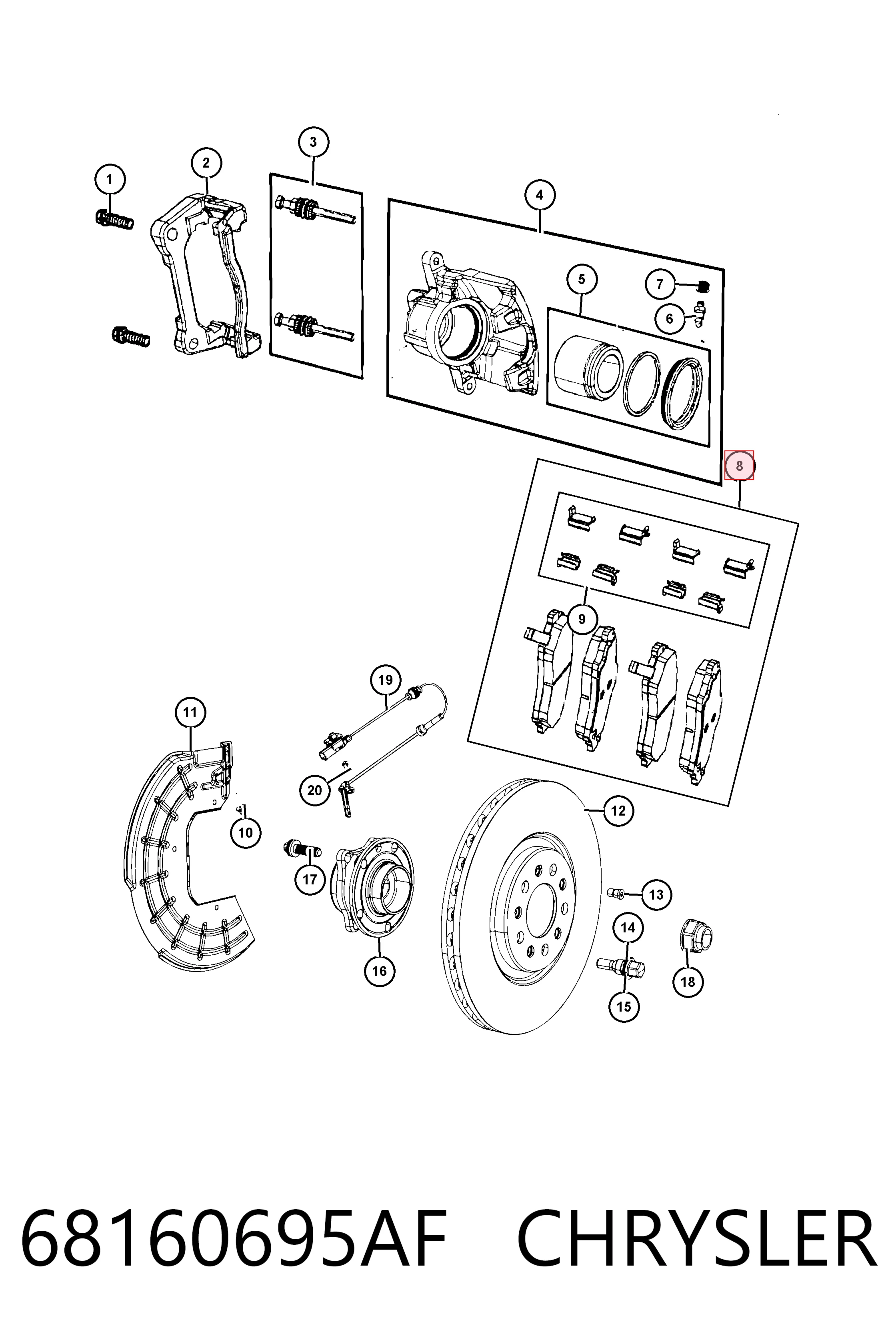 68160695AF Chrysler Колодки передние