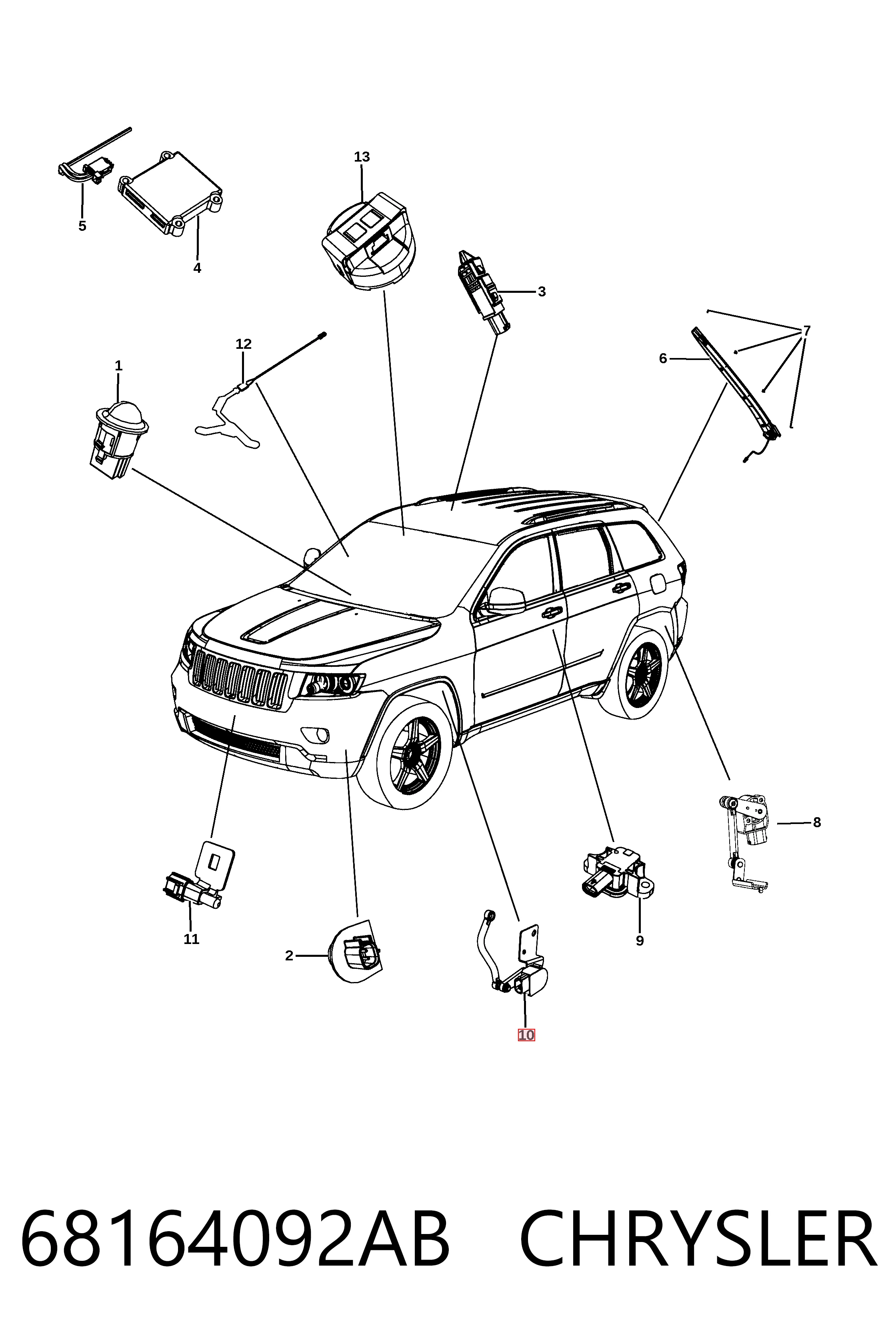 Датчик уровня положения кузова передний правый Fiat/Alfa/Lancia K68164092AB цена, от 37.07 USD