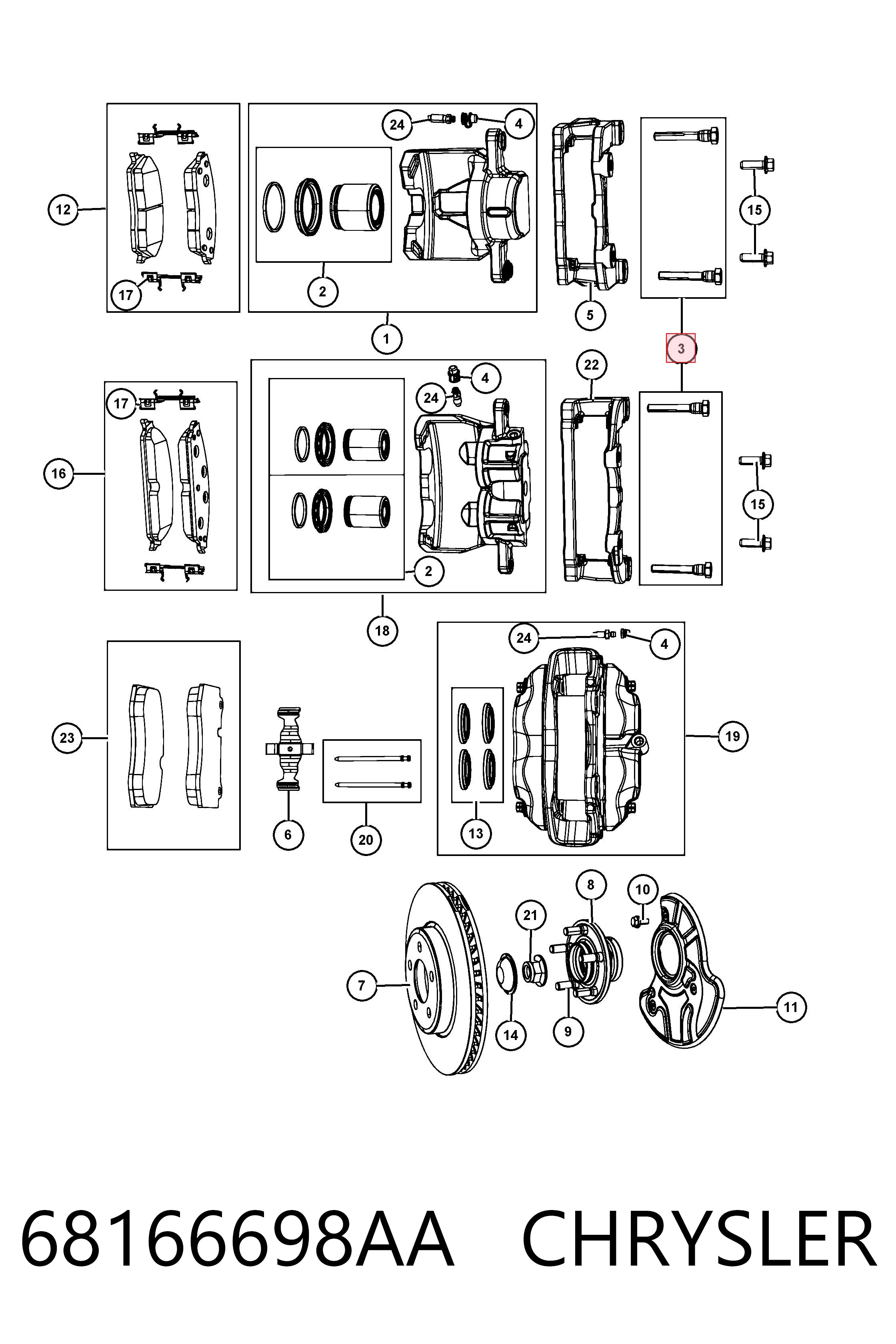 Купить K68166698AB Fiat/Alfa/Lancia Ремкомплект переднего суппорта