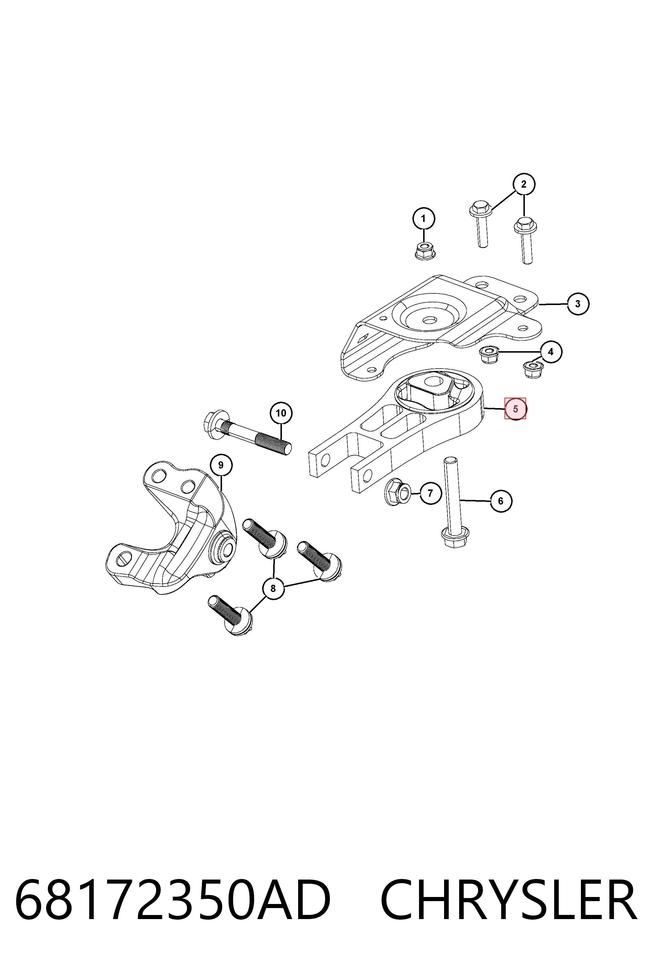 68172350AD Chrysler Задняя подушка двигателя