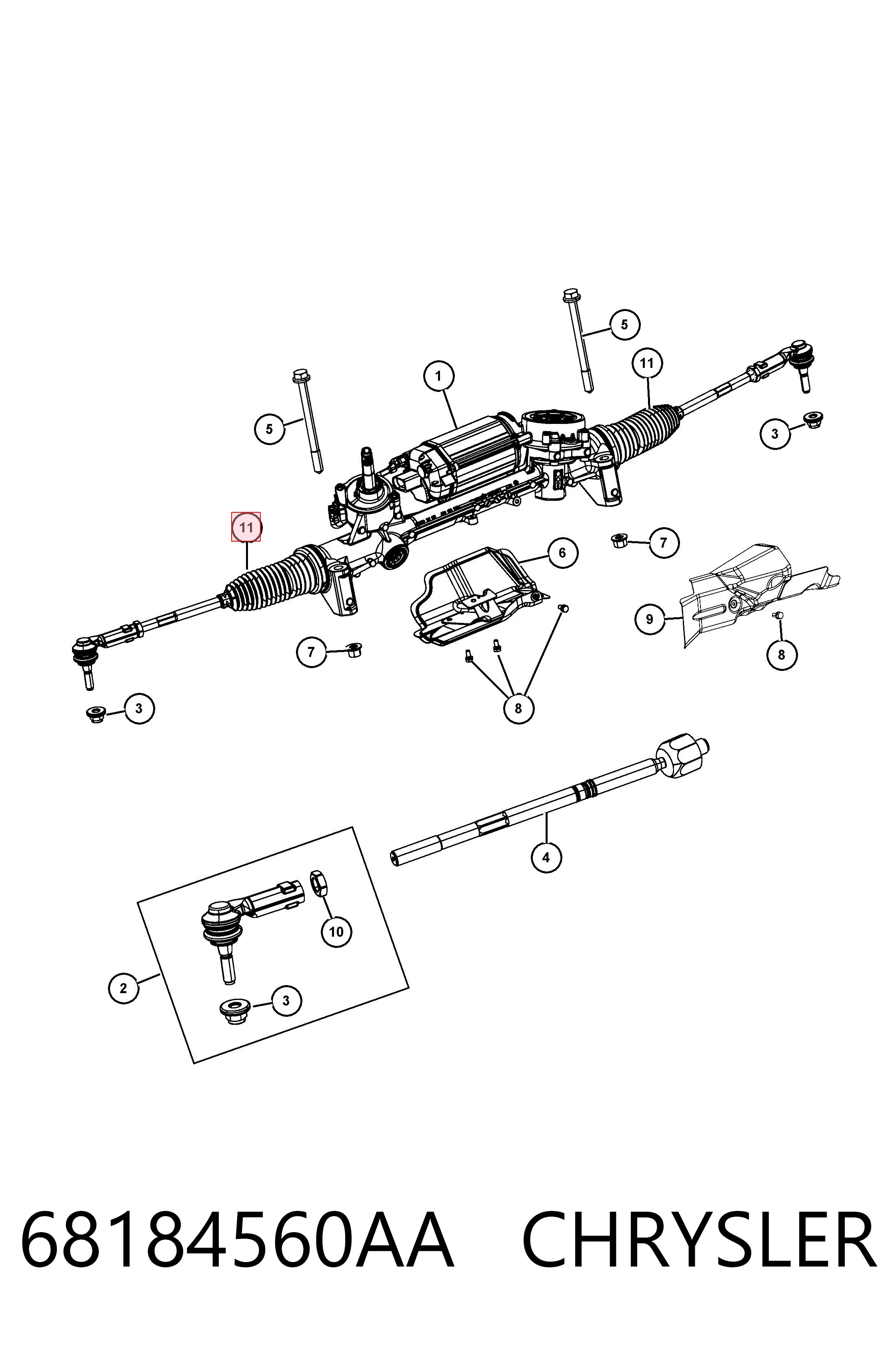 K68184560AA Fiat/Alfa/Lancia Пыльник рулевой тяги