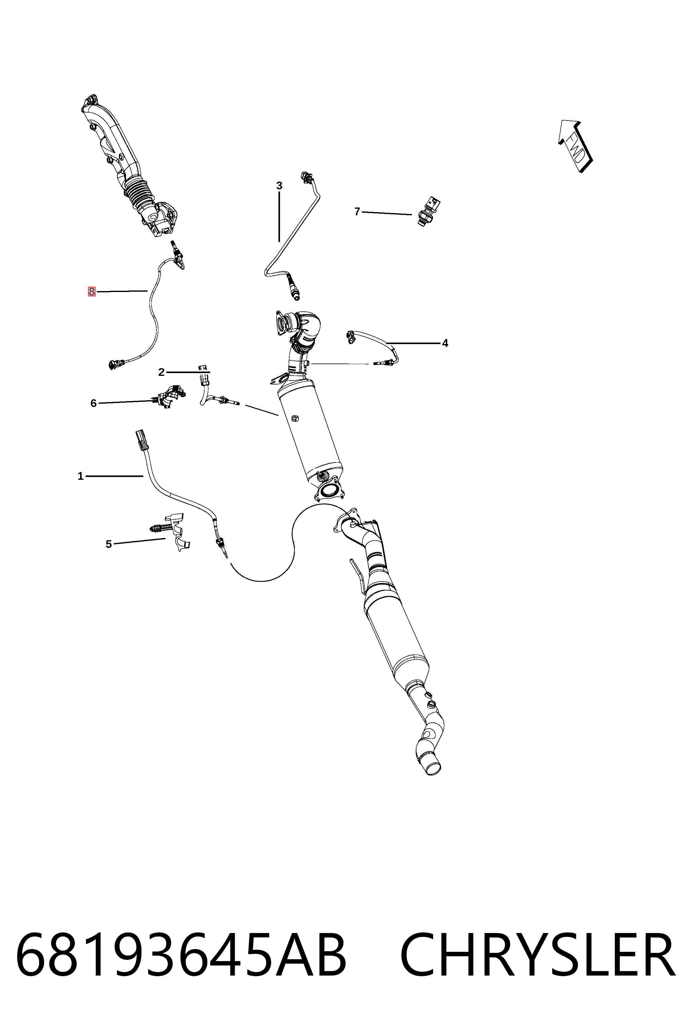 68193645AB Chrysler Датчик температуры отработавших газов (ОГ), перед турбиной