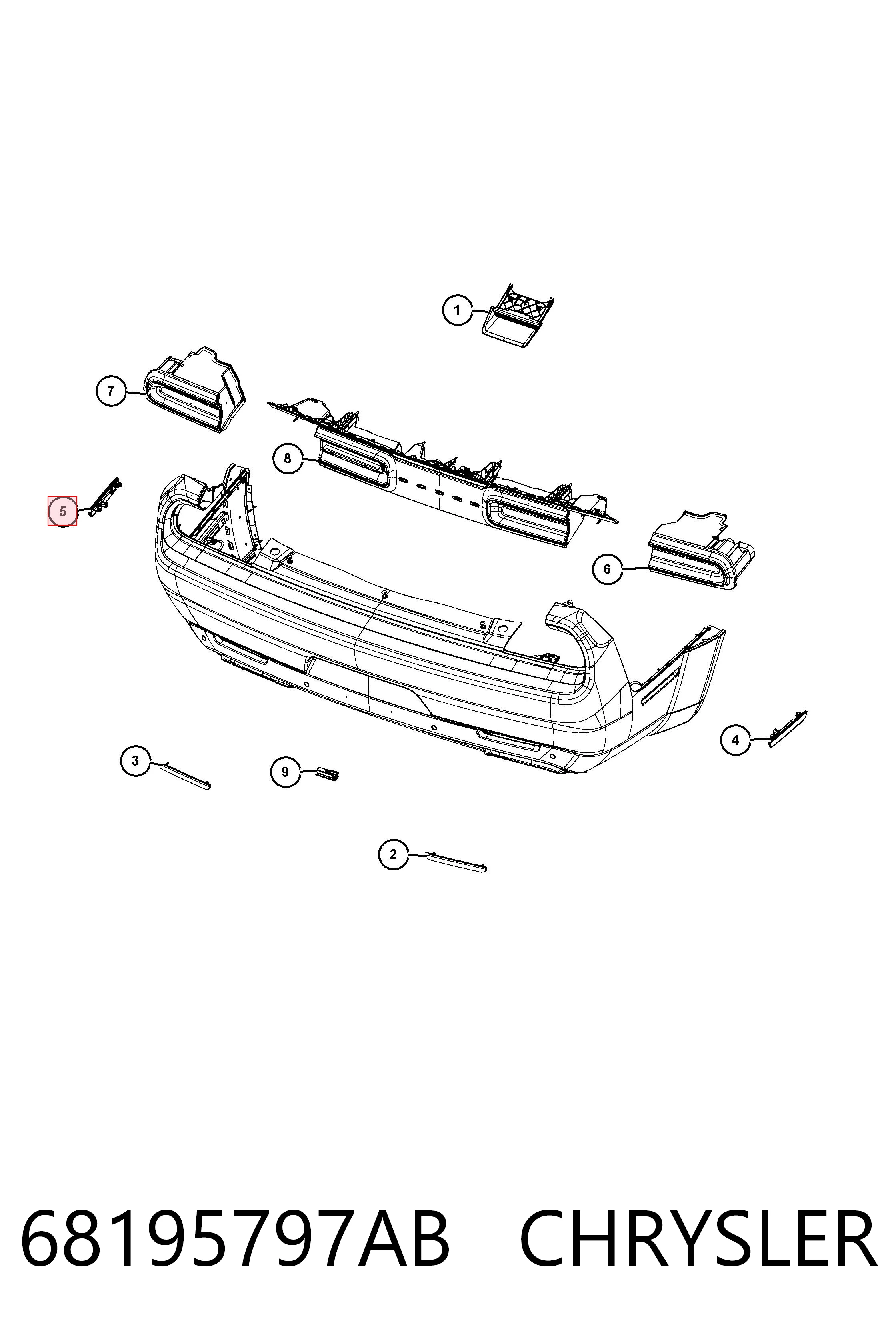 68195797AB Chrysler Левый катафот бампера