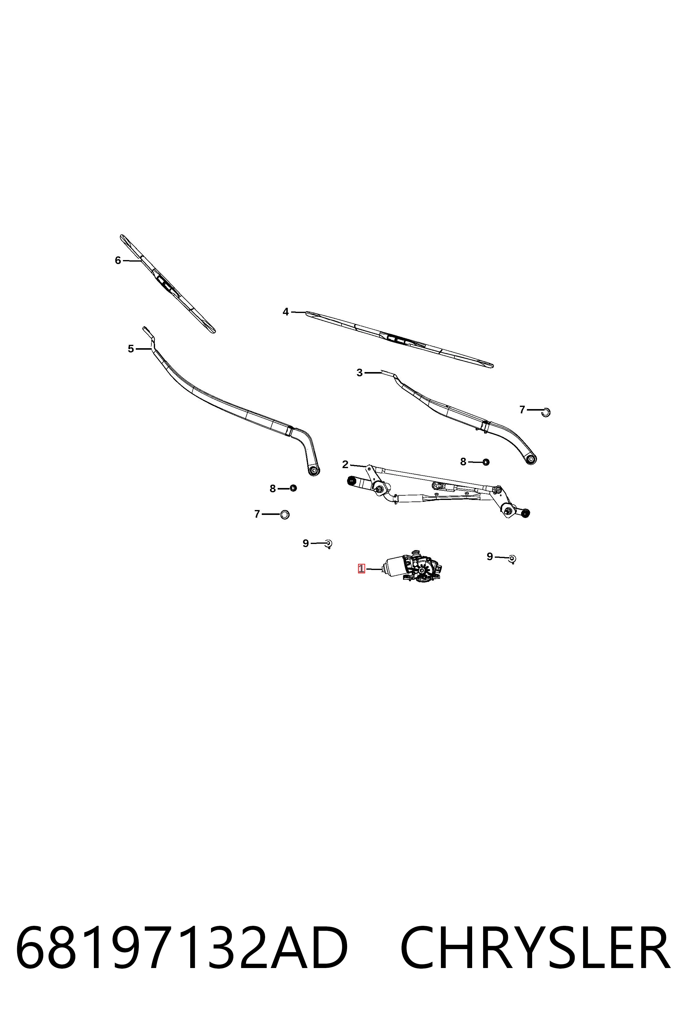 Мотор трапеции стеклоочистителя Fiat/Alfa/Lancia K68197132AD цена, от 17.74 USD