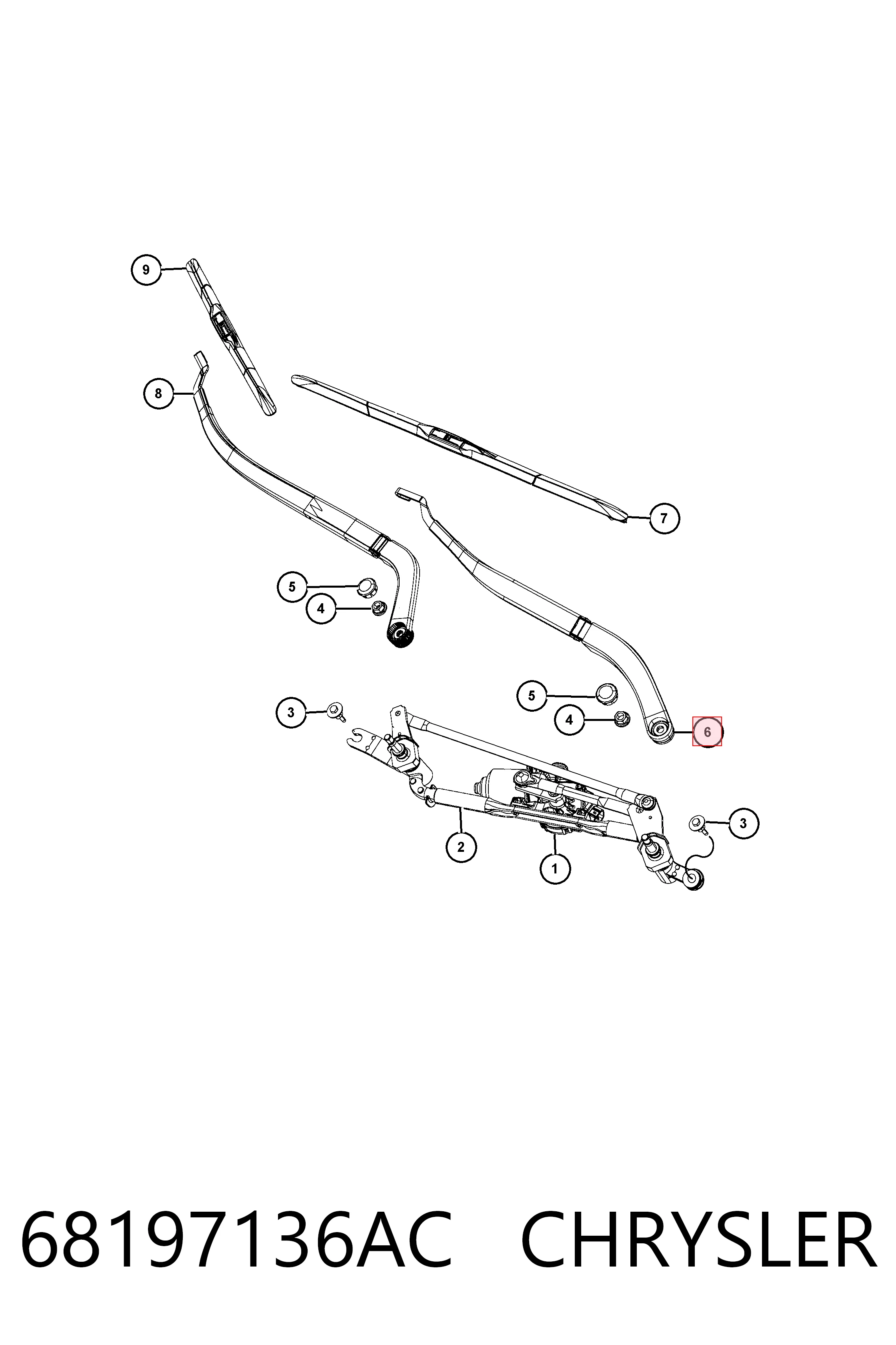 Рычаг стеклоочистителя Jeep Cherokee внедорожник (KL) (2014 - 2023) цена, от 6.33 USD