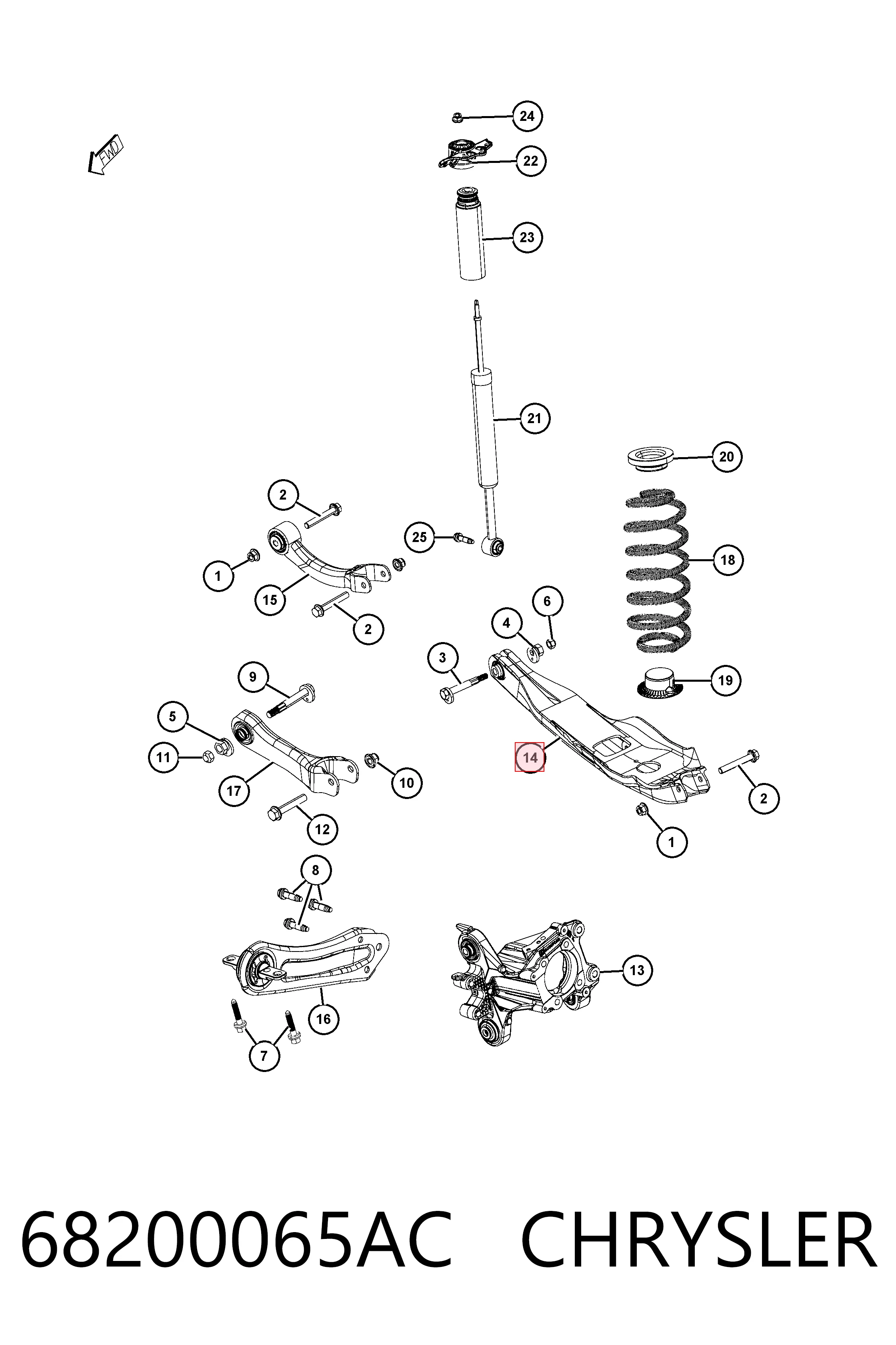 Нижний рычаг задней подвески K68200065AB Fiat/Alfa/Lancia