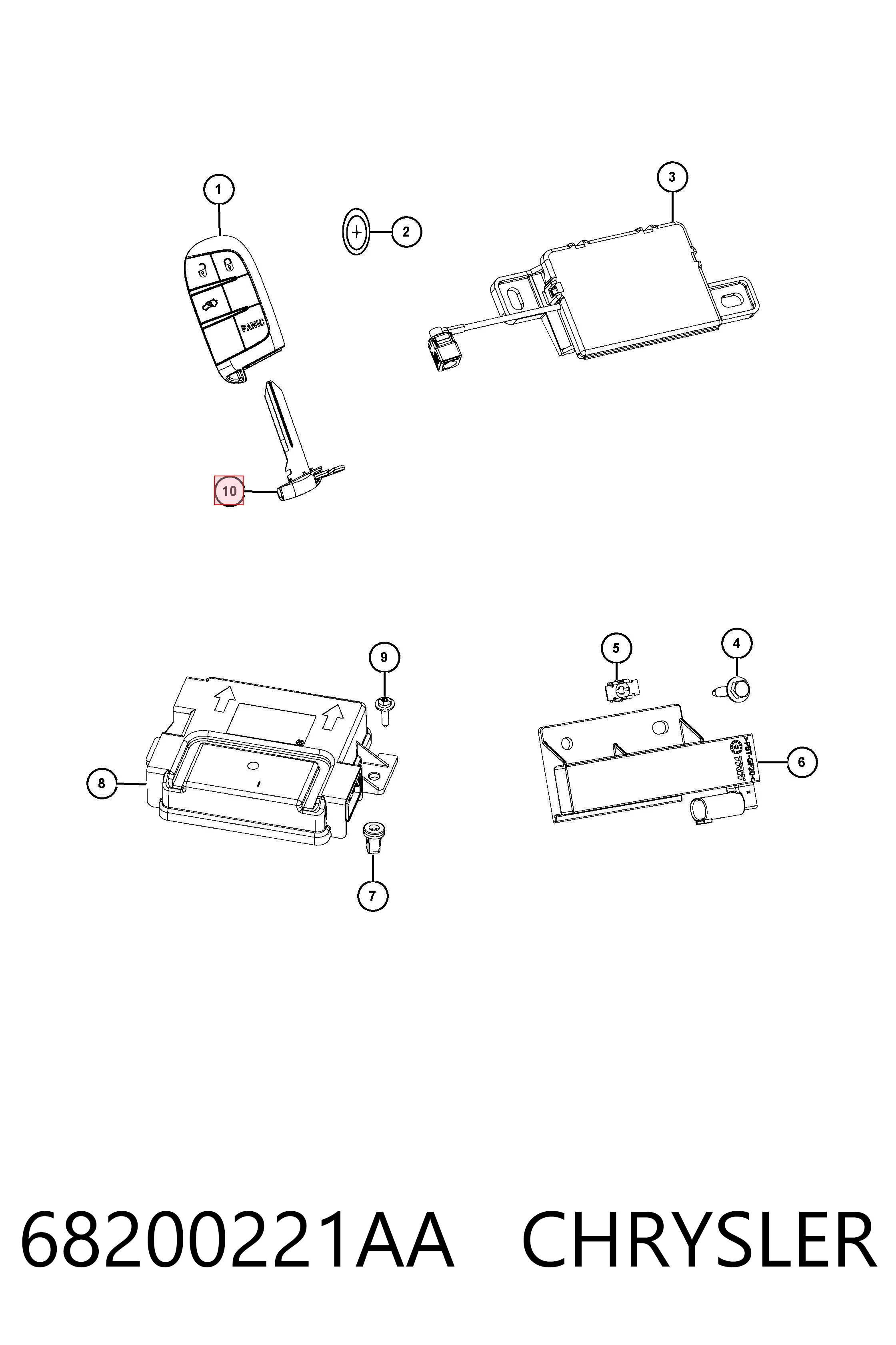 68200221AA Chrysler Ключ-заготовка