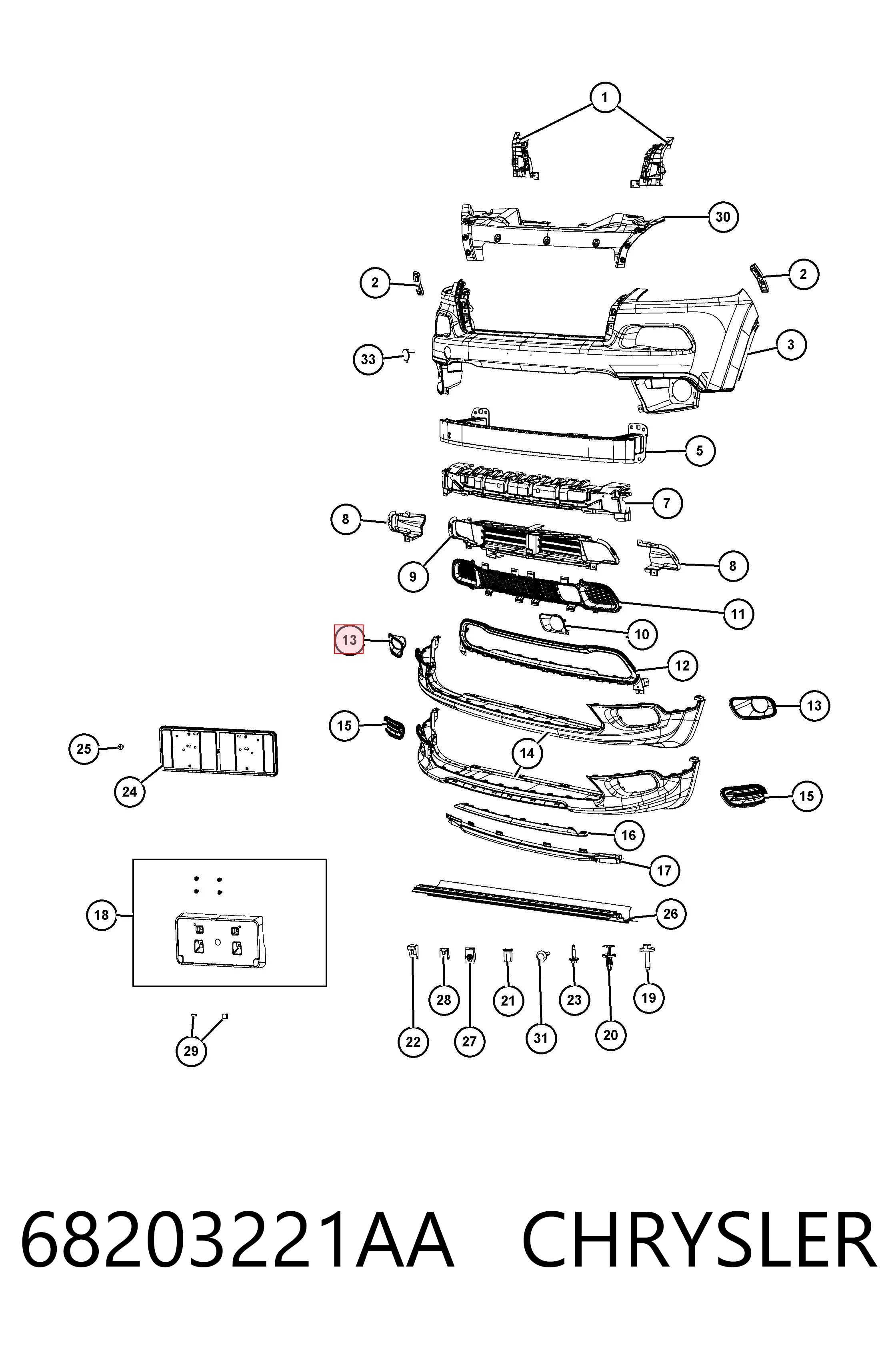 K68203221AA Fiat/Alfa/Lancia Ободок противотуманки