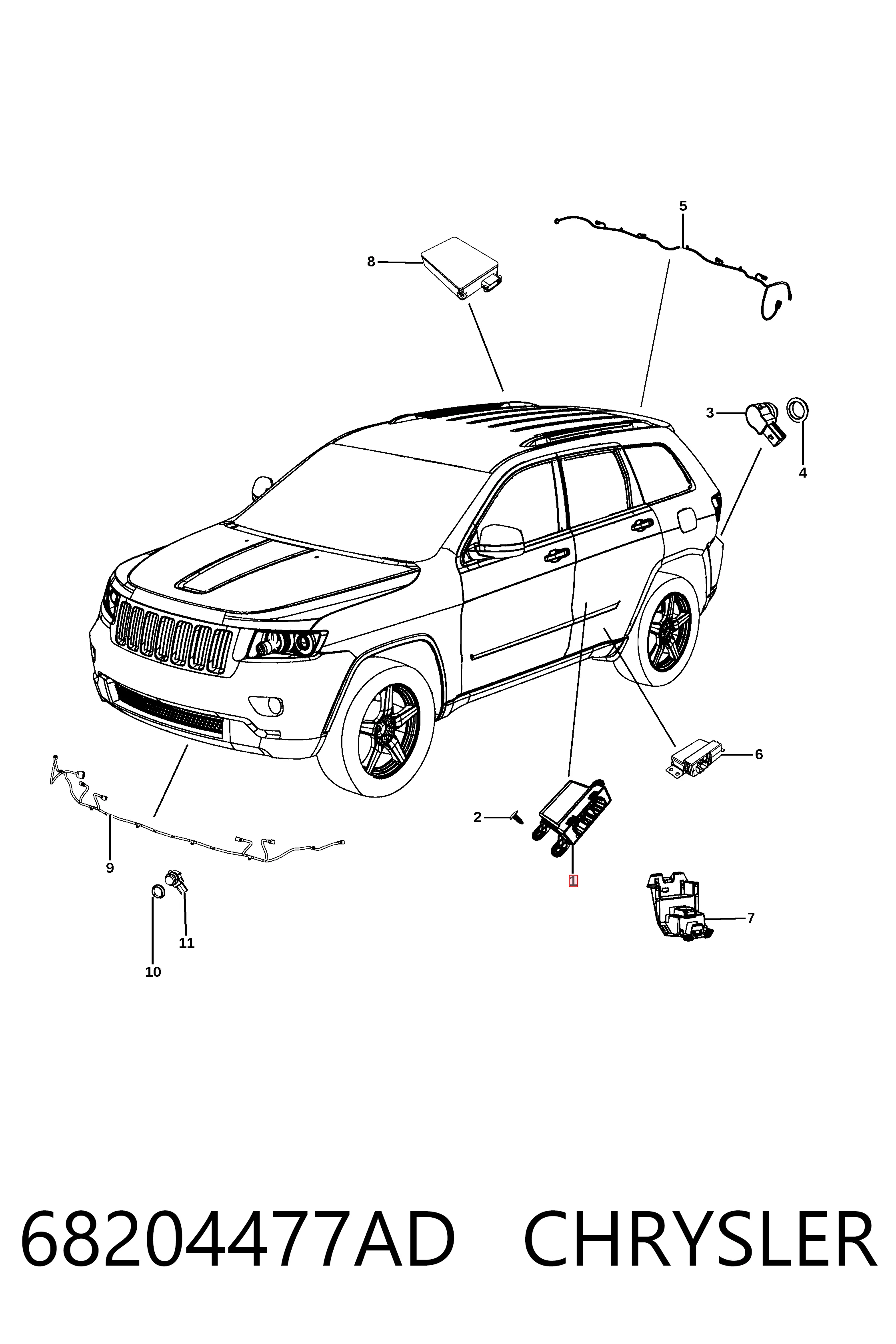 68204477AD Chrysler Модуль (блок ЭБУ) управления парктроником