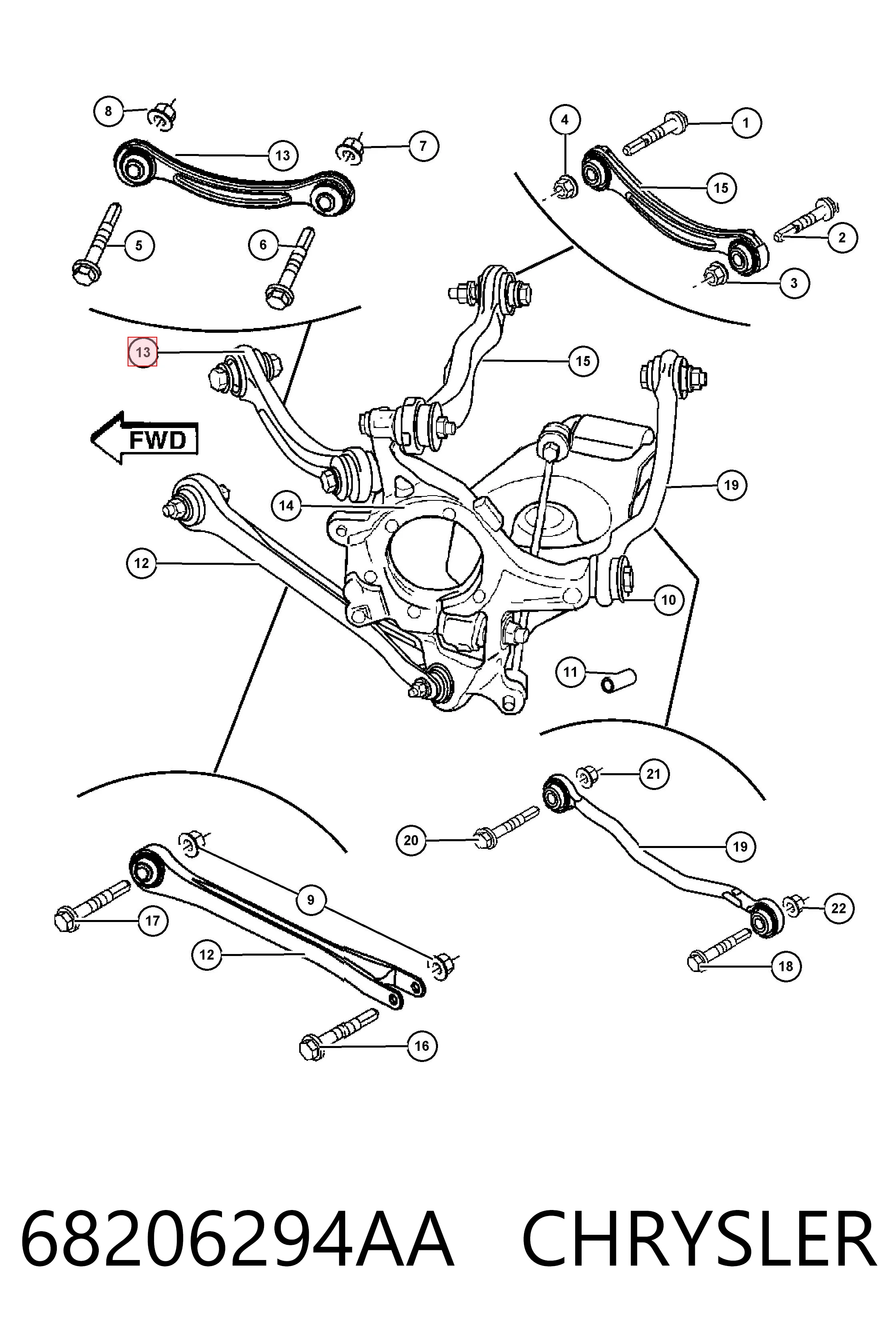 K68206294AB Fiat/Alfa/Lancia Диагональный рычаг