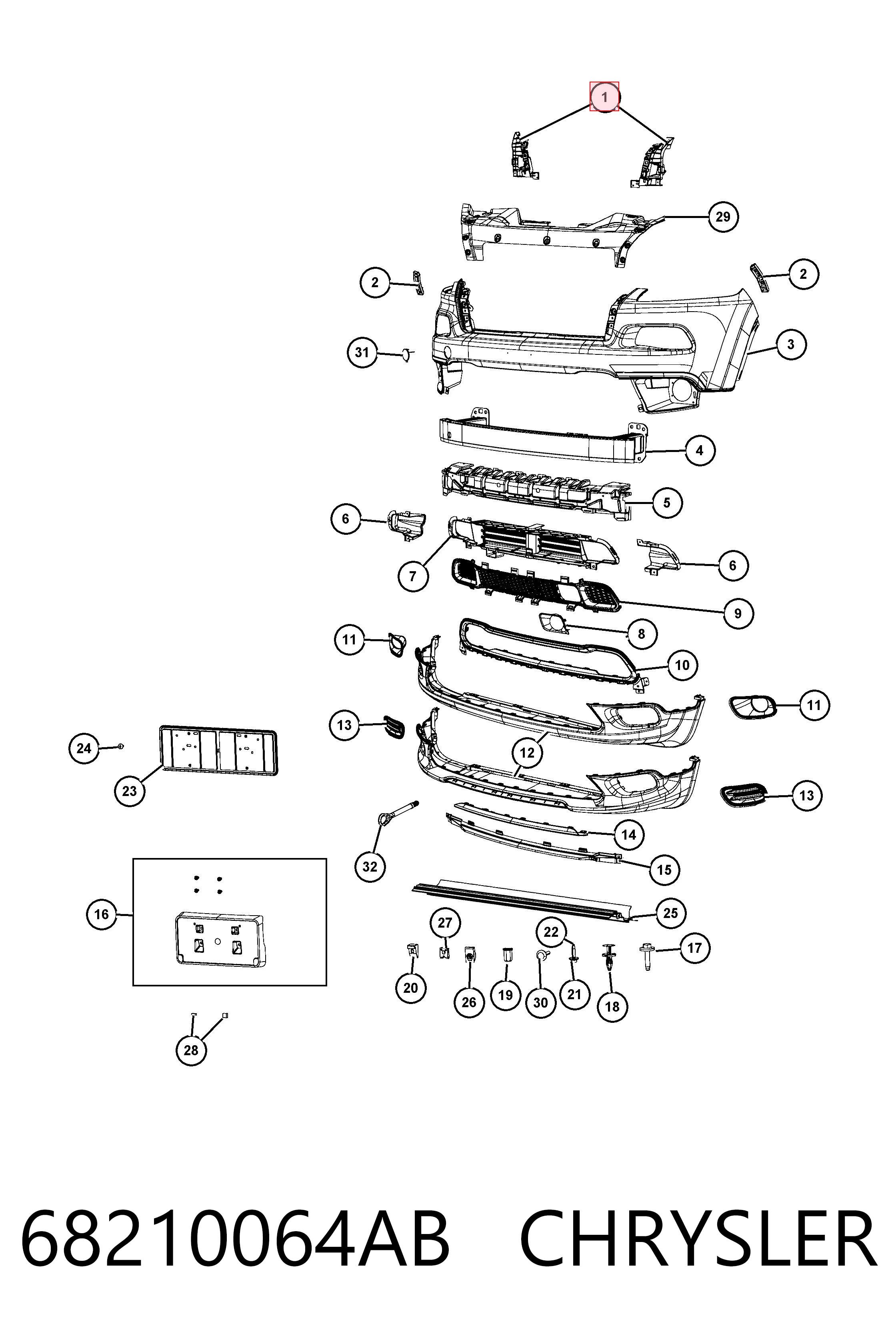 Правое крепление переднего бампера Fiat/Alfa/Lancia K68210064AD цена, от 11.01 USD