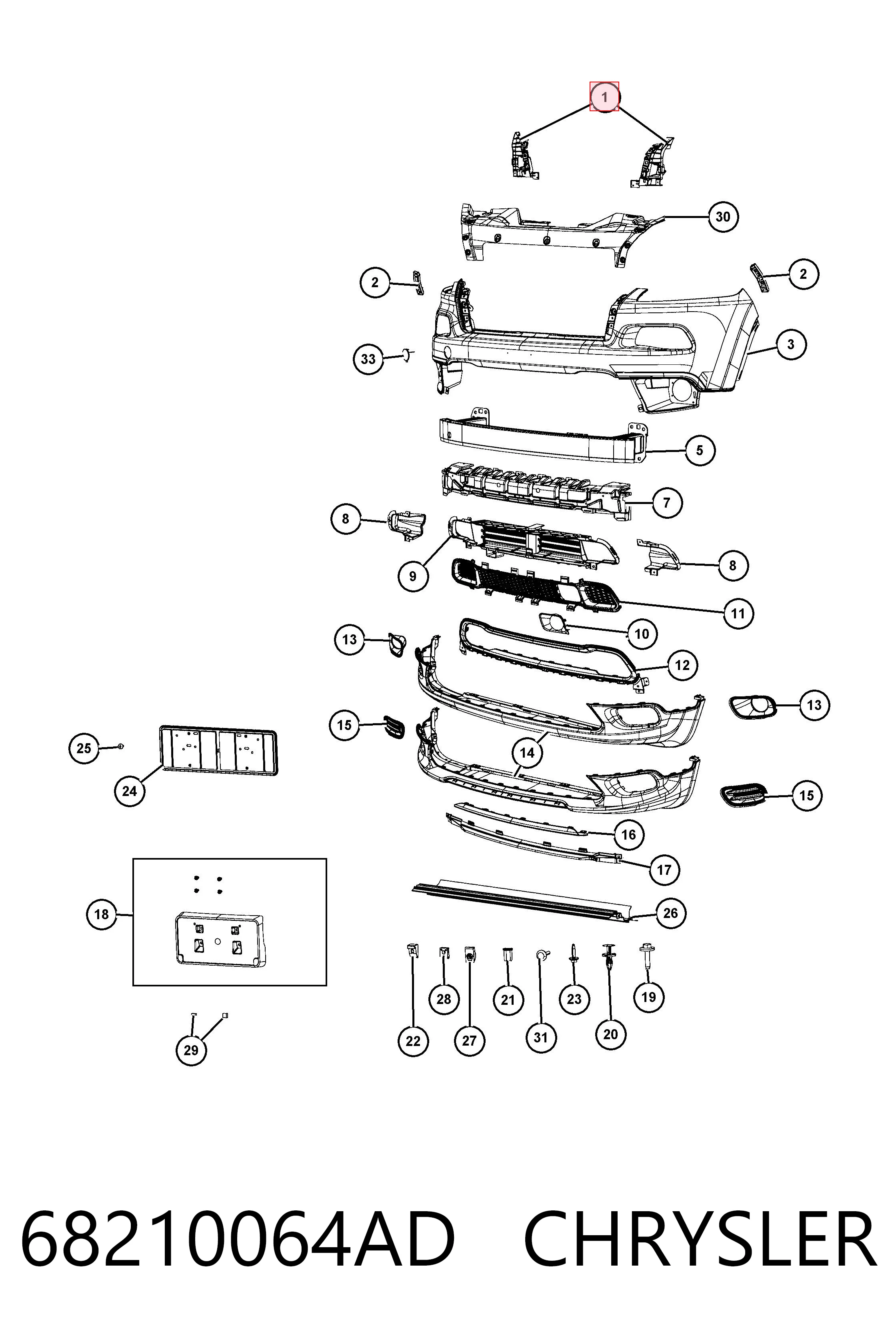 Купить K68210064AD Fiat/Alfa/Lancia Кронштейн бампера переднего правый