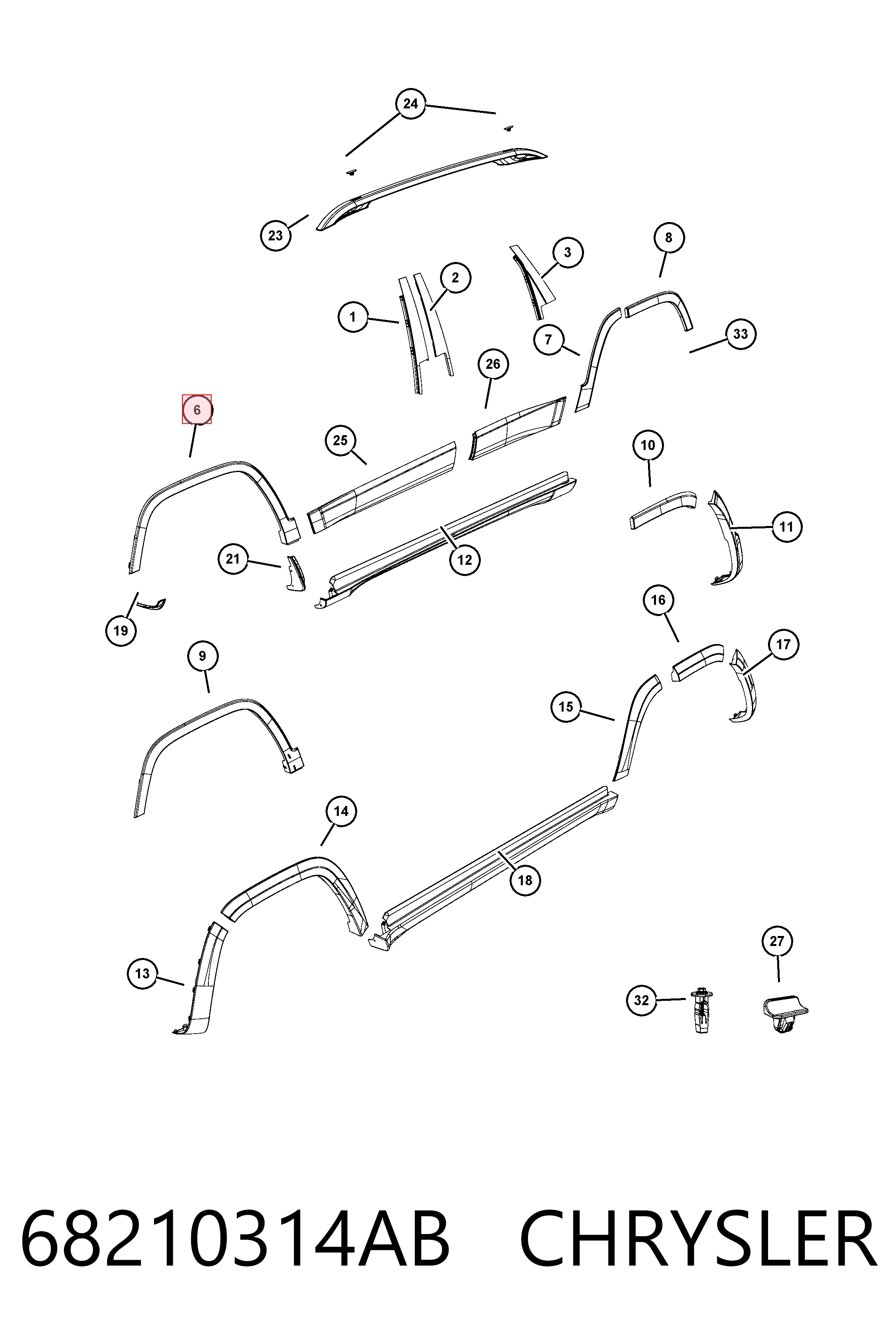K68210314AE Fiat/Alfa/Lancia Расширитель переднего крыла, правый