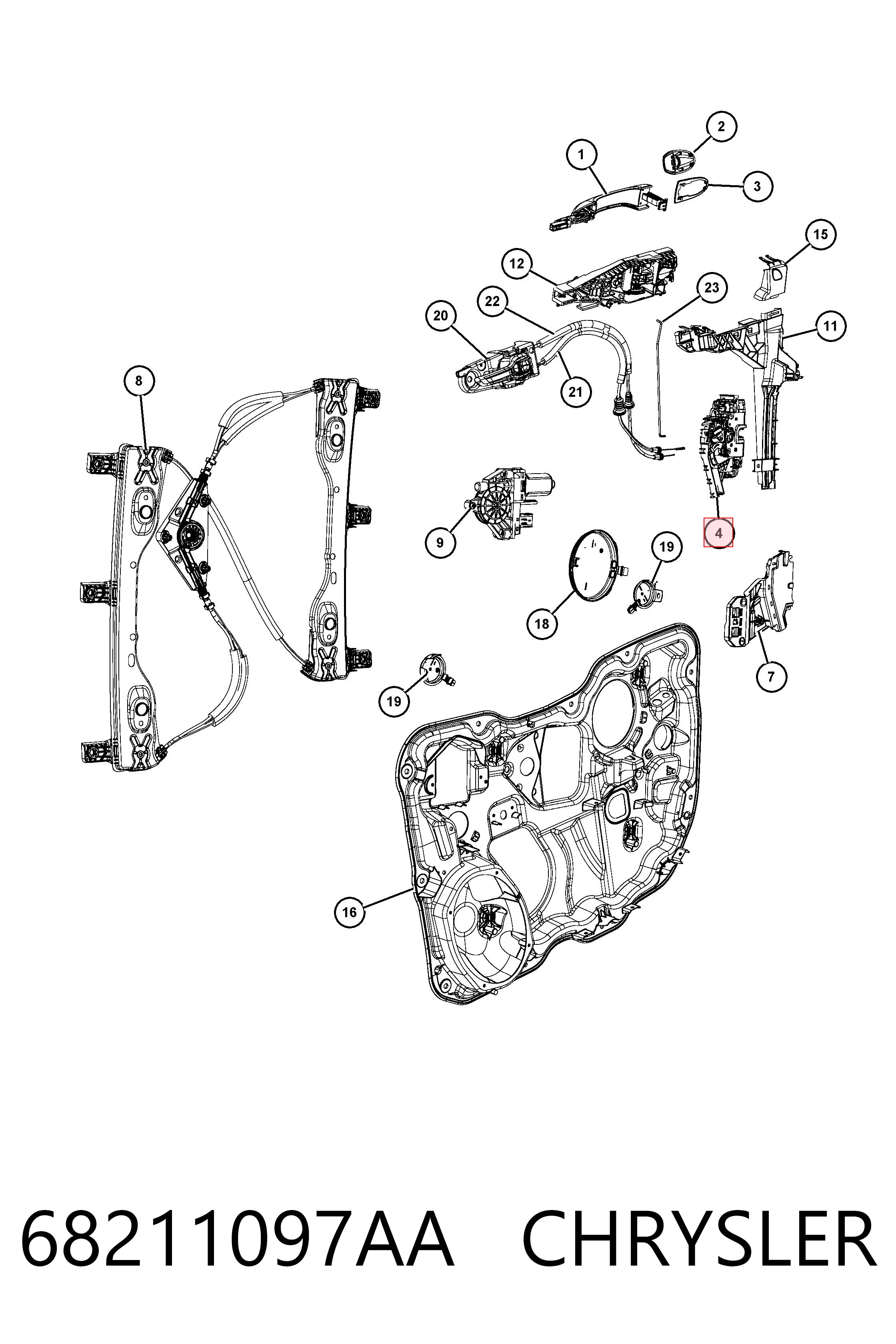 68211097AA Chrysler Замок двери водителя