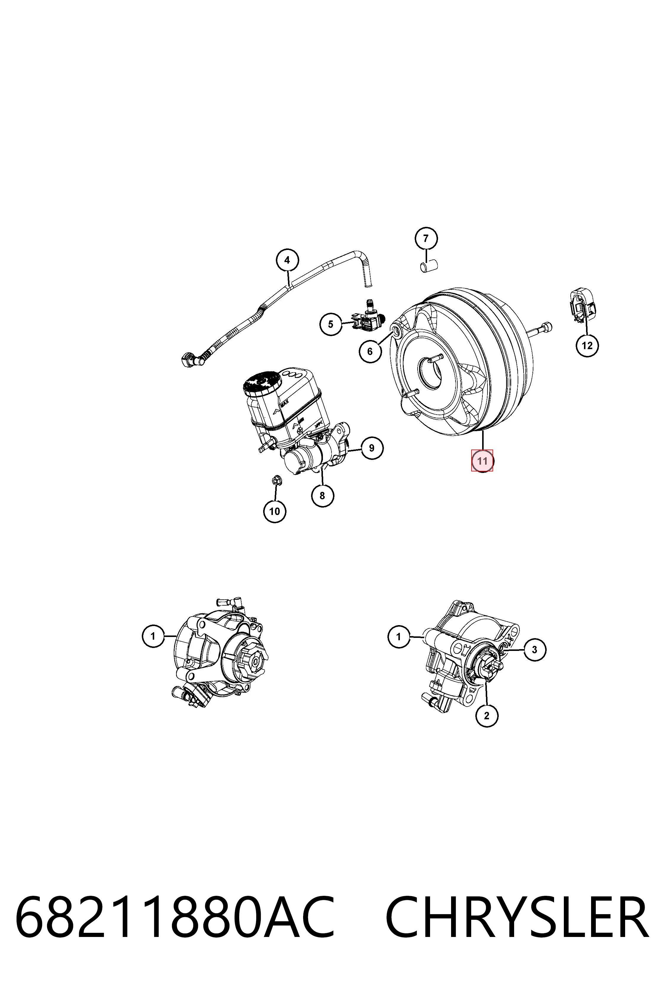 68211880AC Chrysler Усилитель тормоза вакуумный