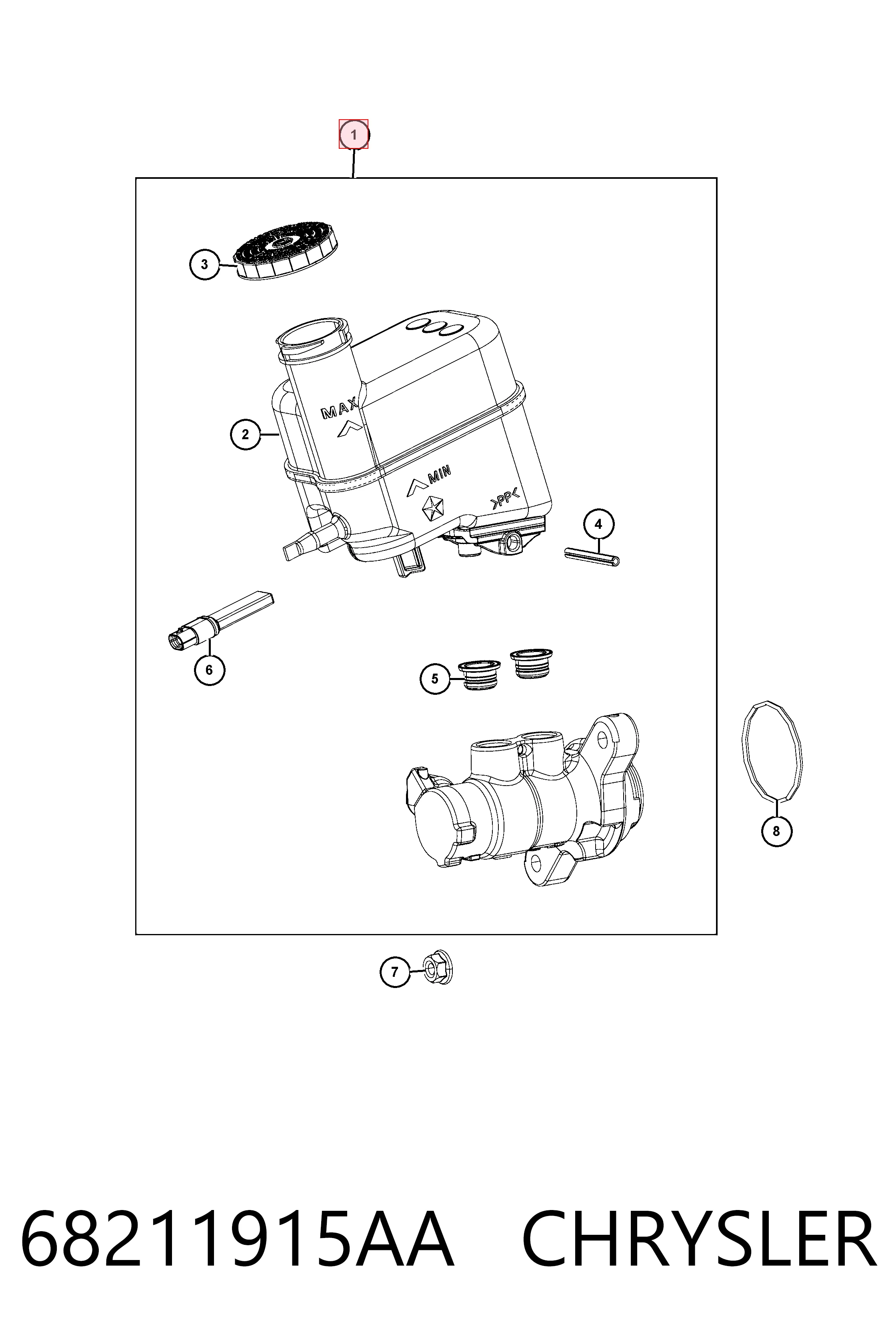 Главный тормозной цилиндр K68211881AE Fiat/Alfa/Lancia