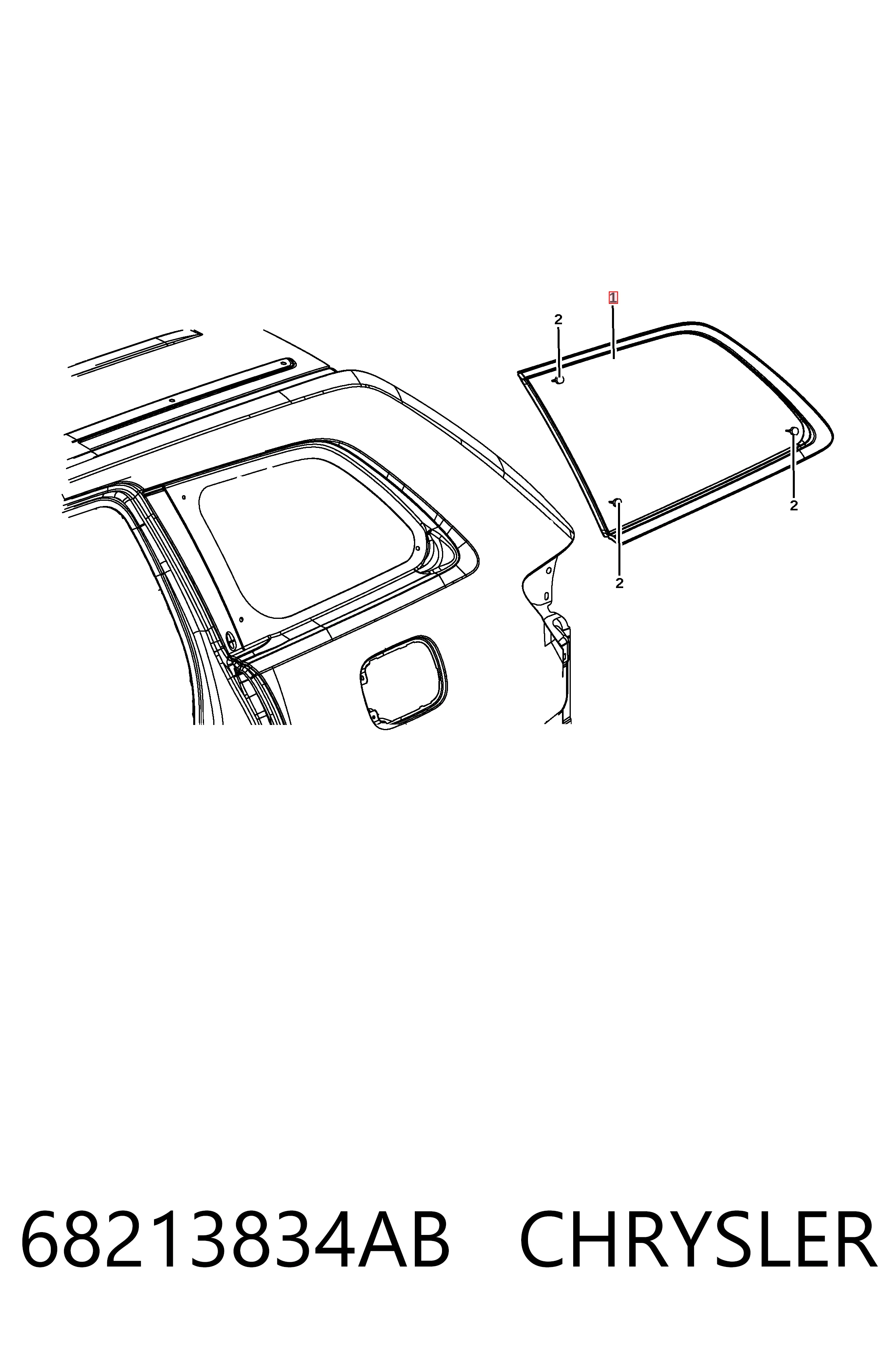 K68213834AC Fiat/Alfa/Lancia Стекло багажного отсека, правое