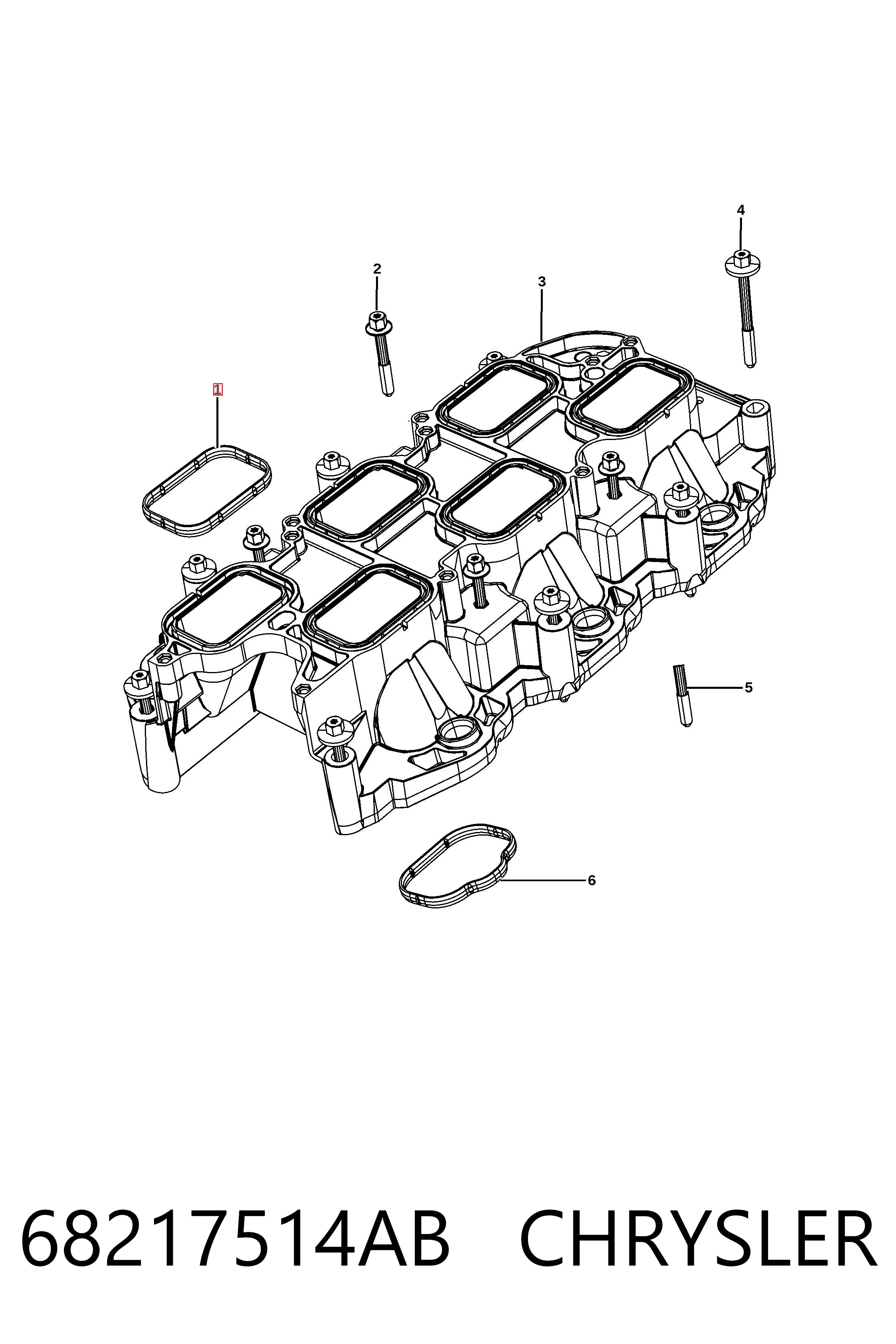 68217514AB Chrysler Прокладка впускного коллектора, верхняя