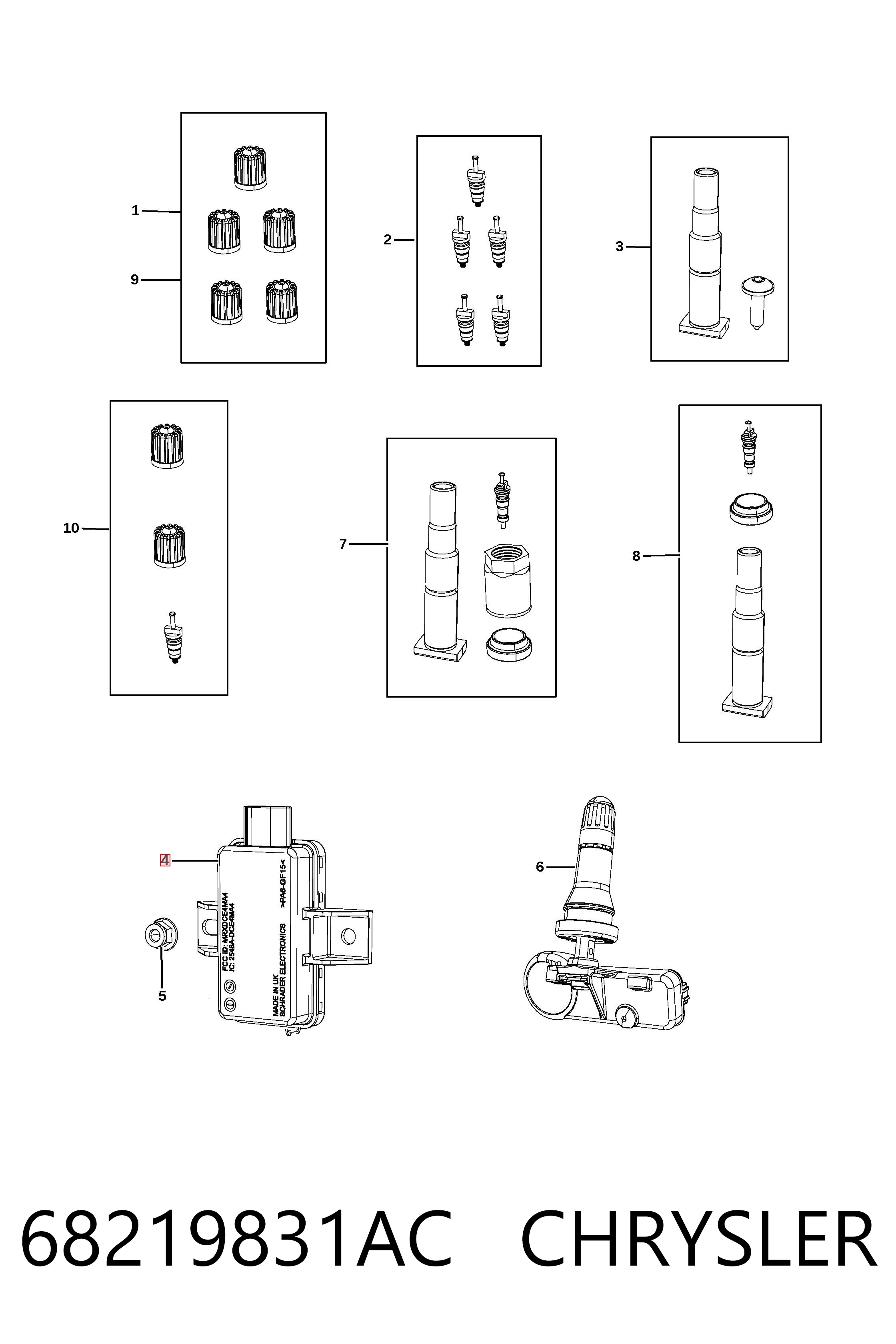 Блок системы контроля давления в шинах Fiat/Alfa/Lancia K68219831AF цена, от 6.33 USD