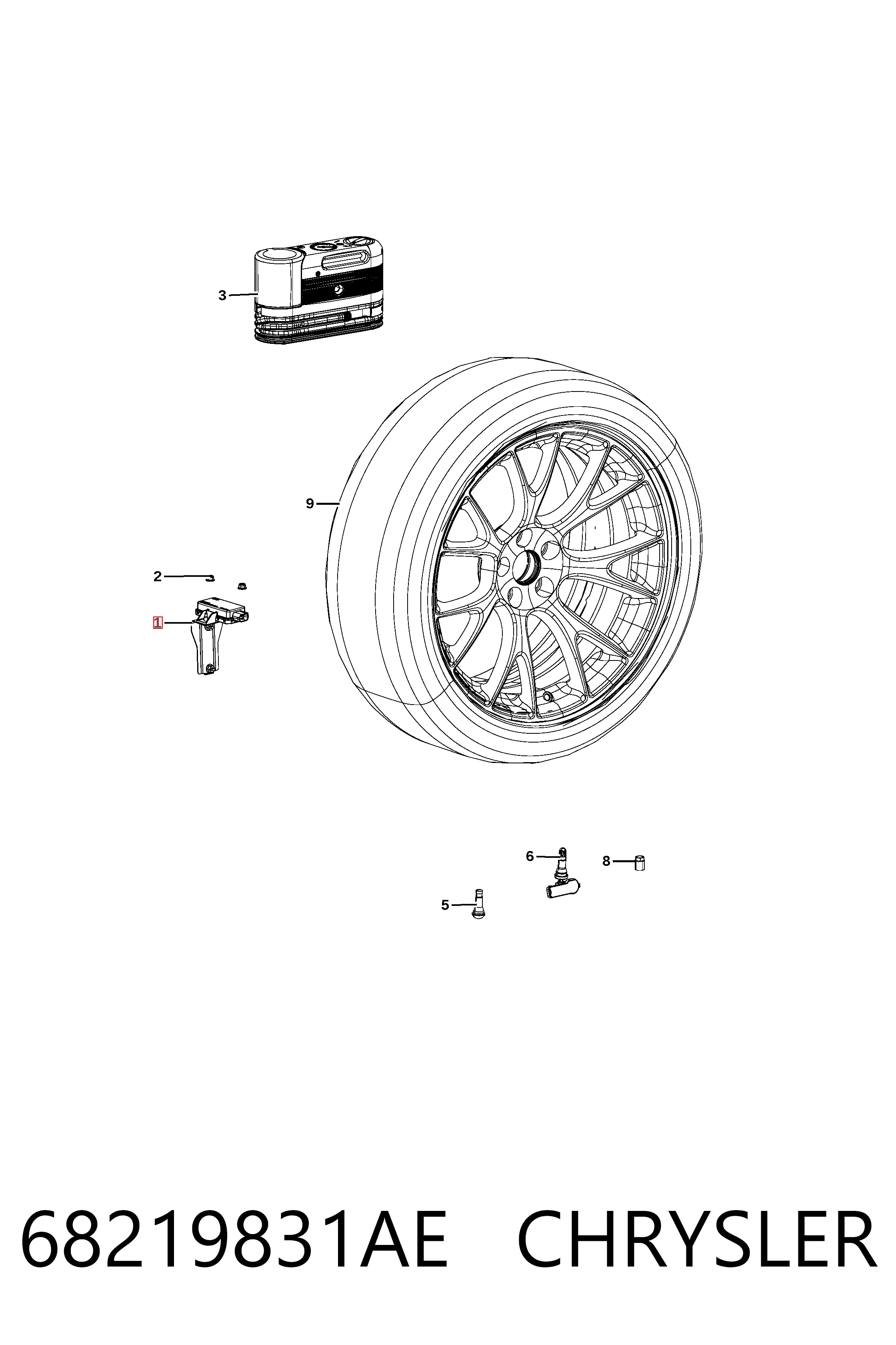 Блок системы контроля давления в шинах K68219831AF Fiat/Alfa/Lancia