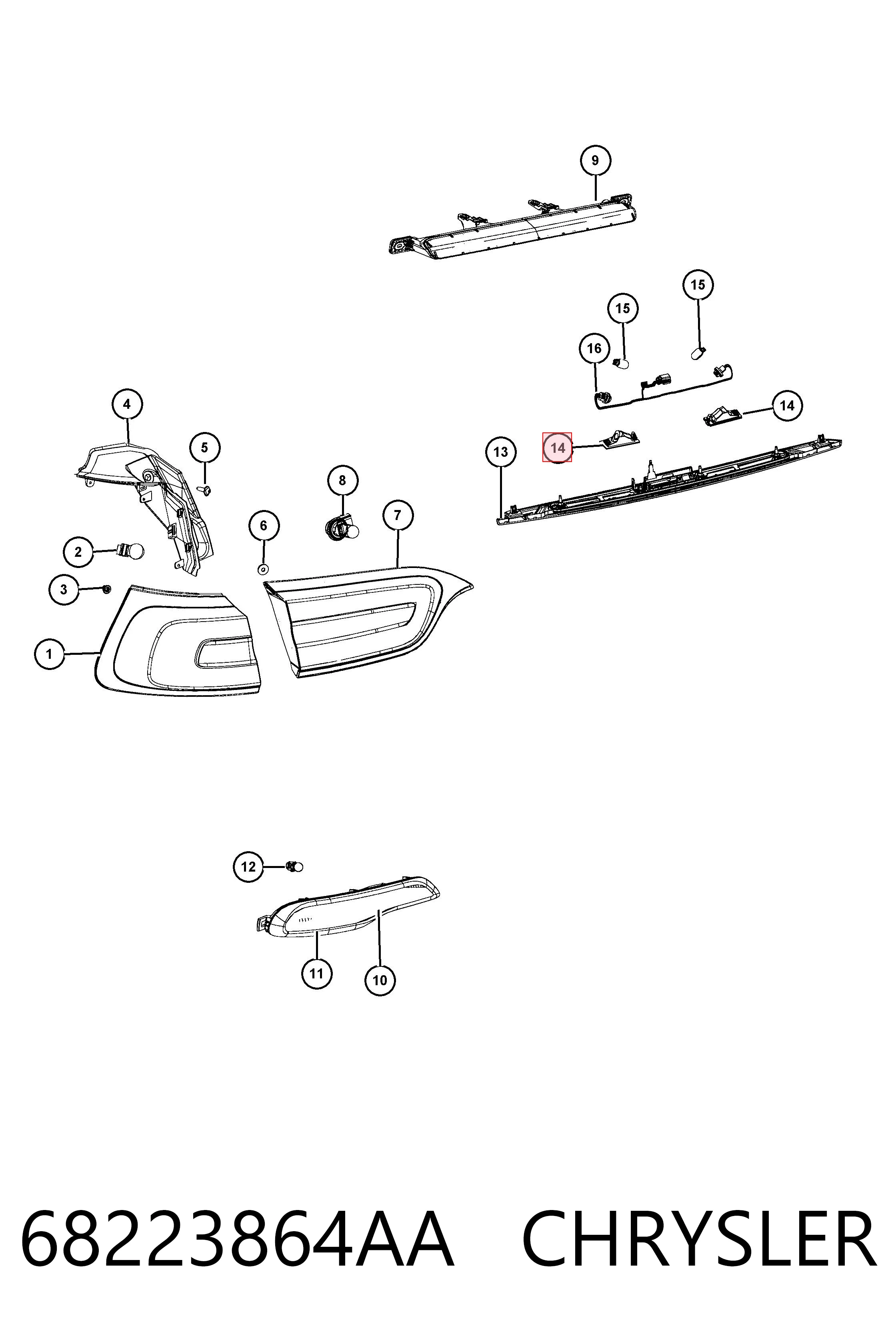 Купить K68223864AB Fiat/Alfa/Lancia Фонарь подсветки номерного знака