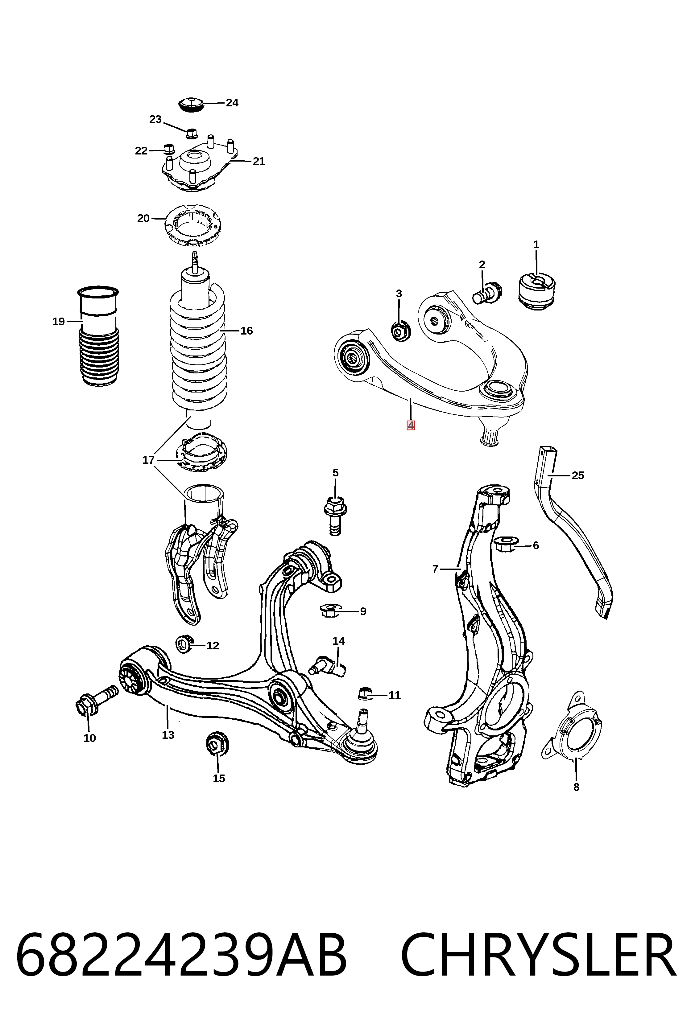 Рычаг передней подвески верхний, левый AND 30407175