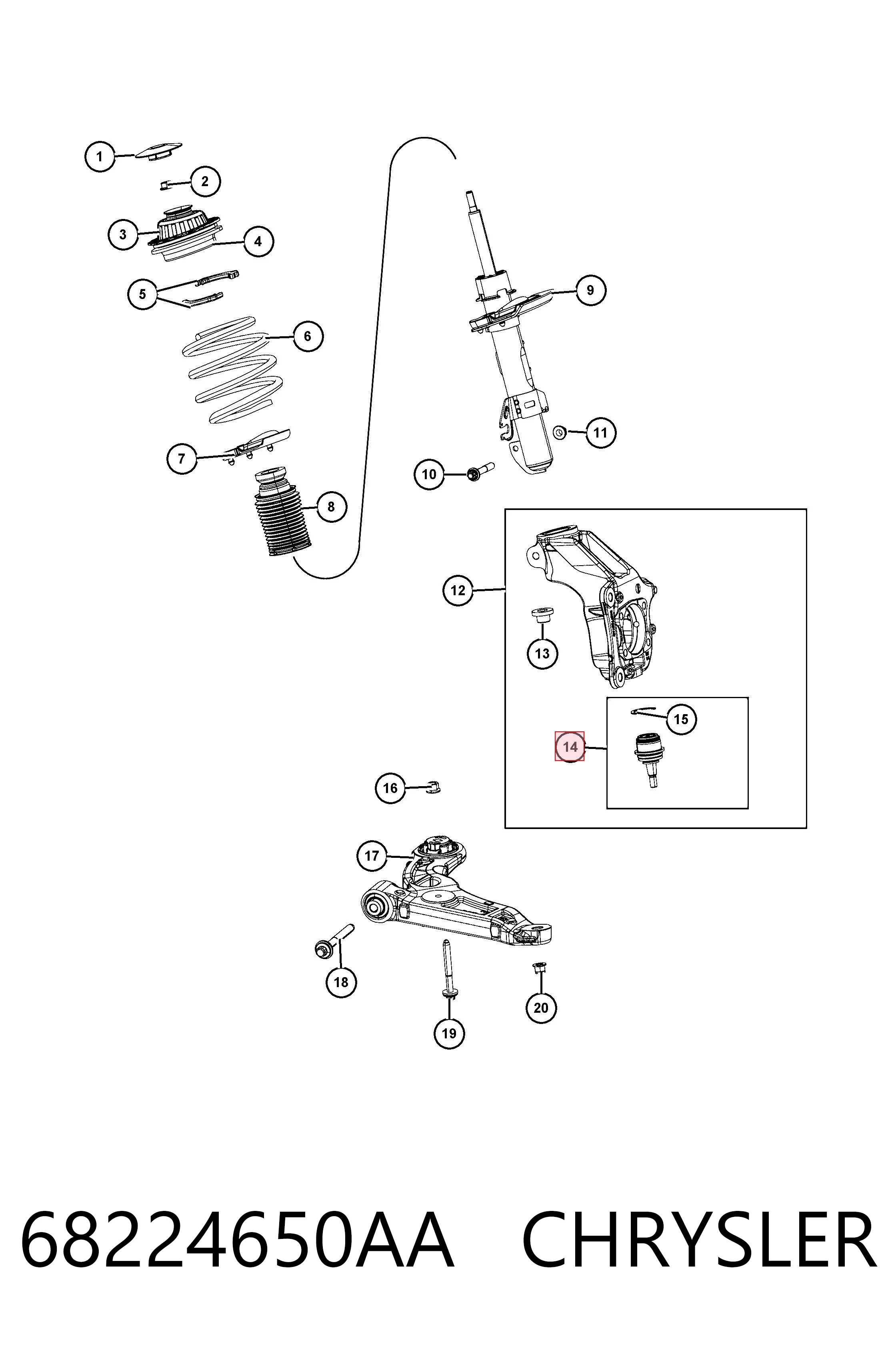 Палец шаровой нижний на Jeep Cherokee  KL