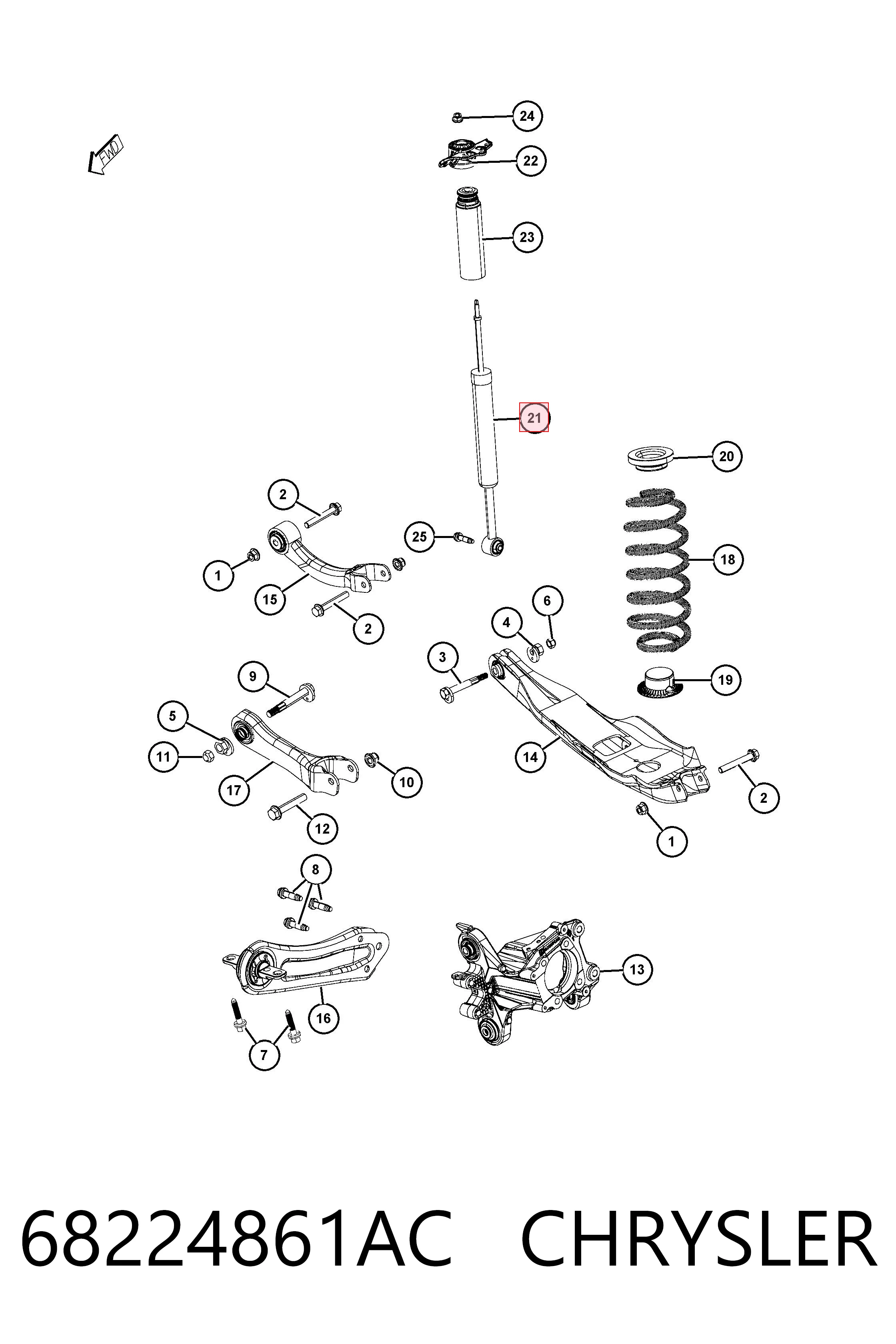 Стойка амортизатора задняя Jeep Cherokee внедорожник (KL) (2014 - 2023) цена, от 47.72 USD