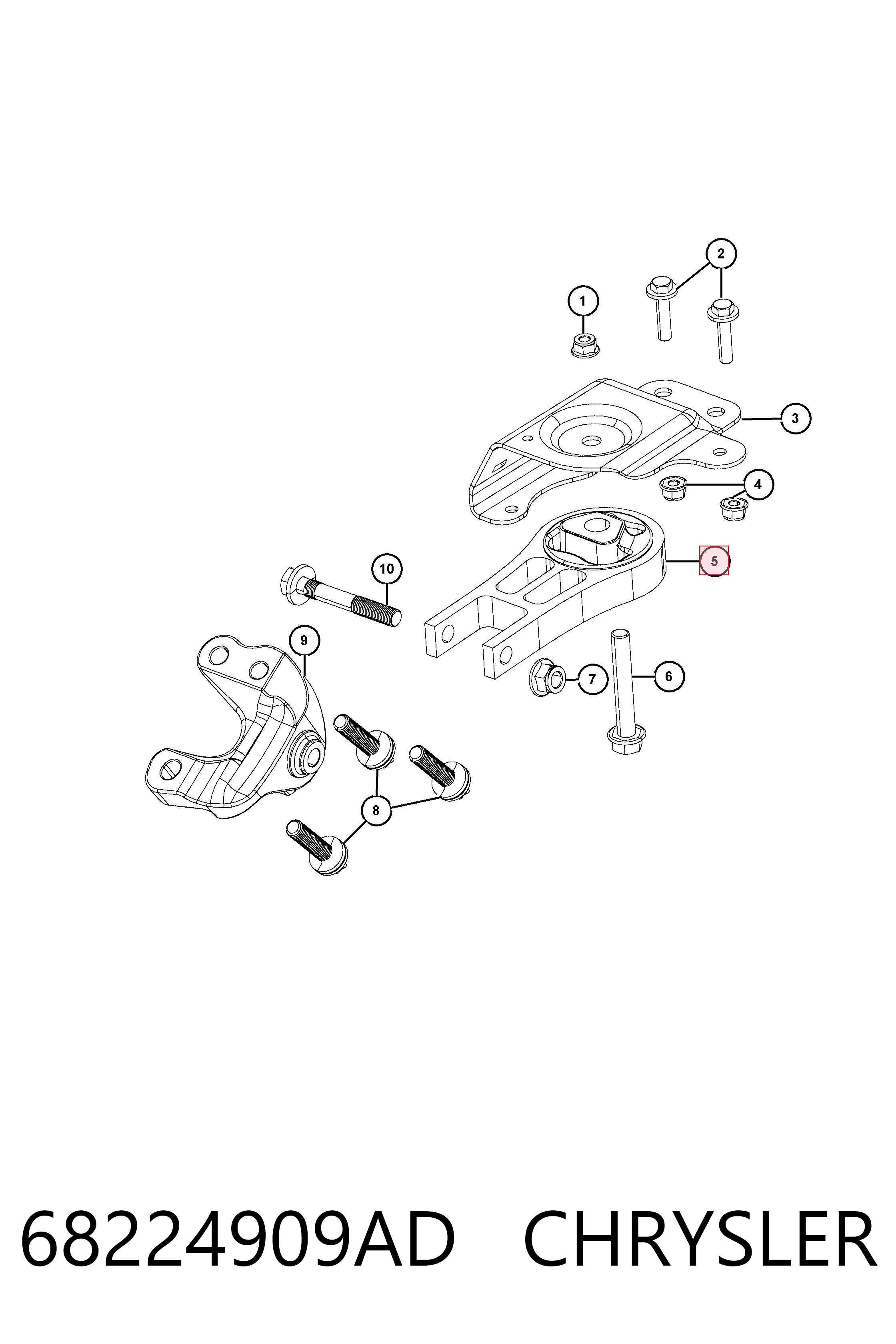 68224909AD Chrysler Задняя подушка двигателя