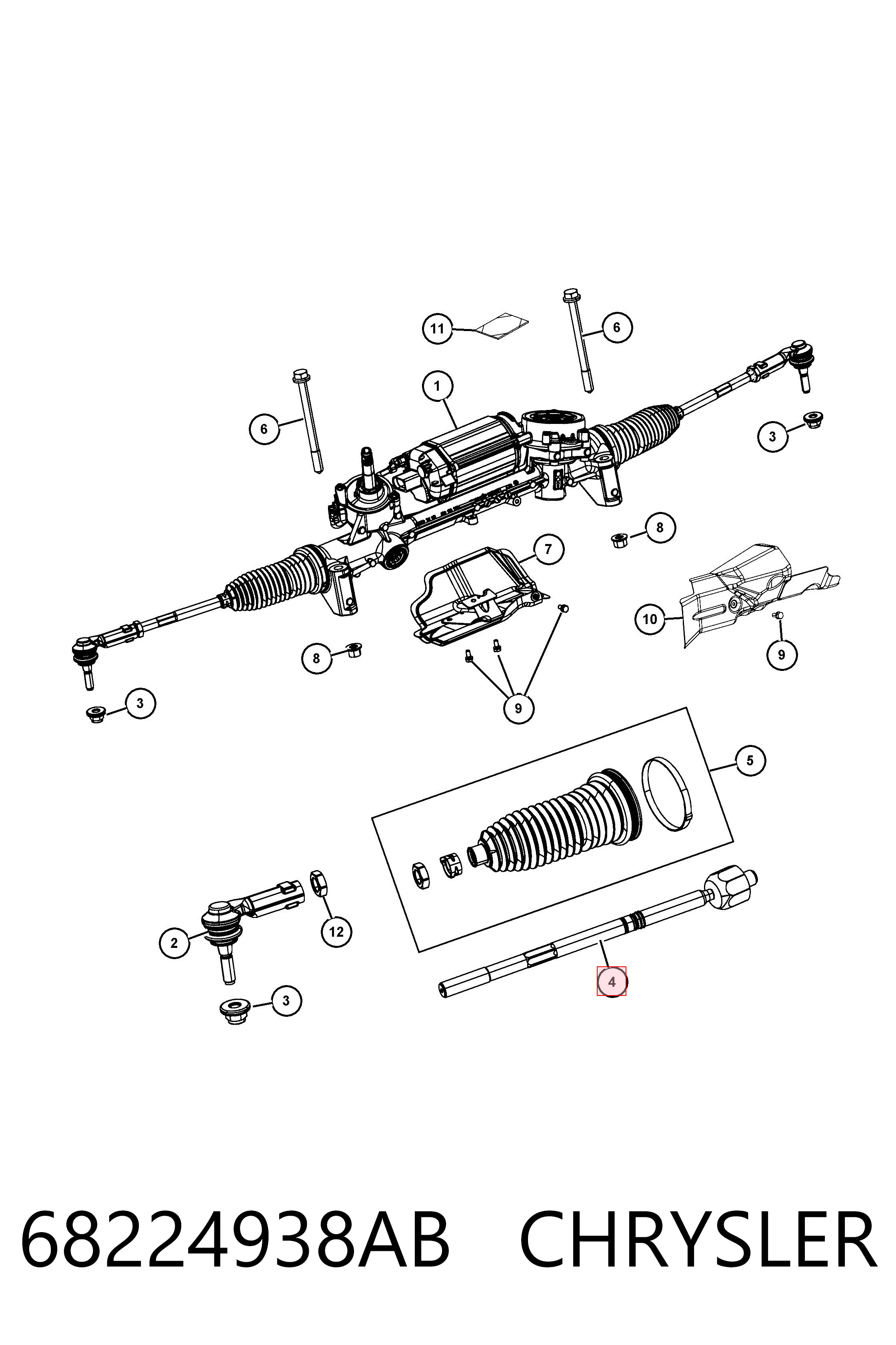 Рулевая тяга Fiat/Alfa/Lancia K68224938AB цена, от 15.20 USD