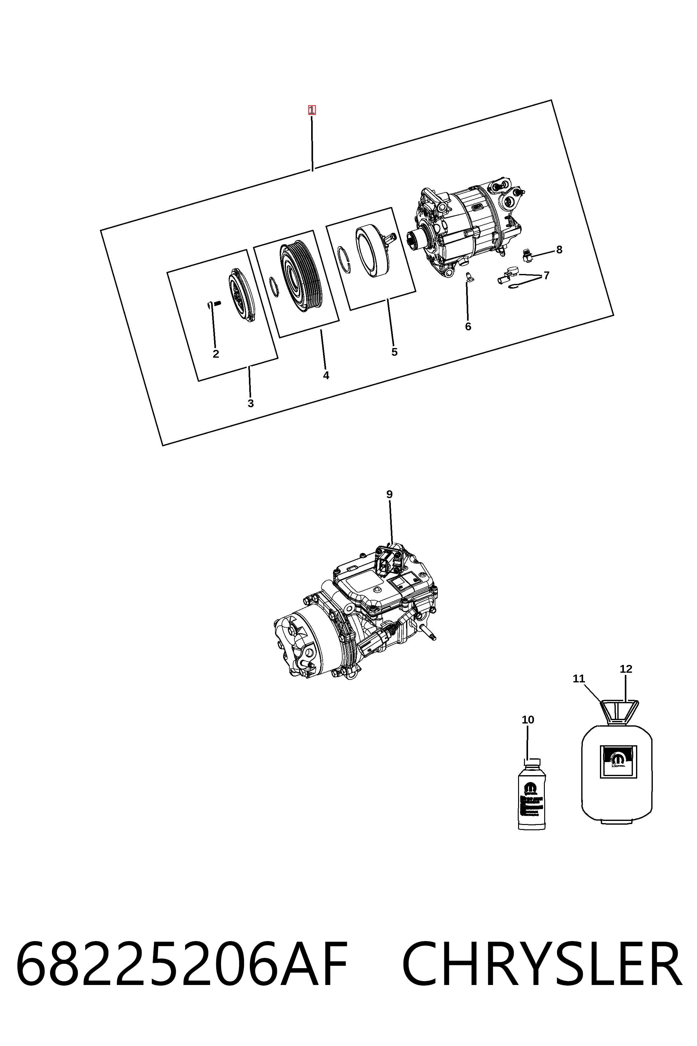 68225206AF Chrysler Компрессор хладагента