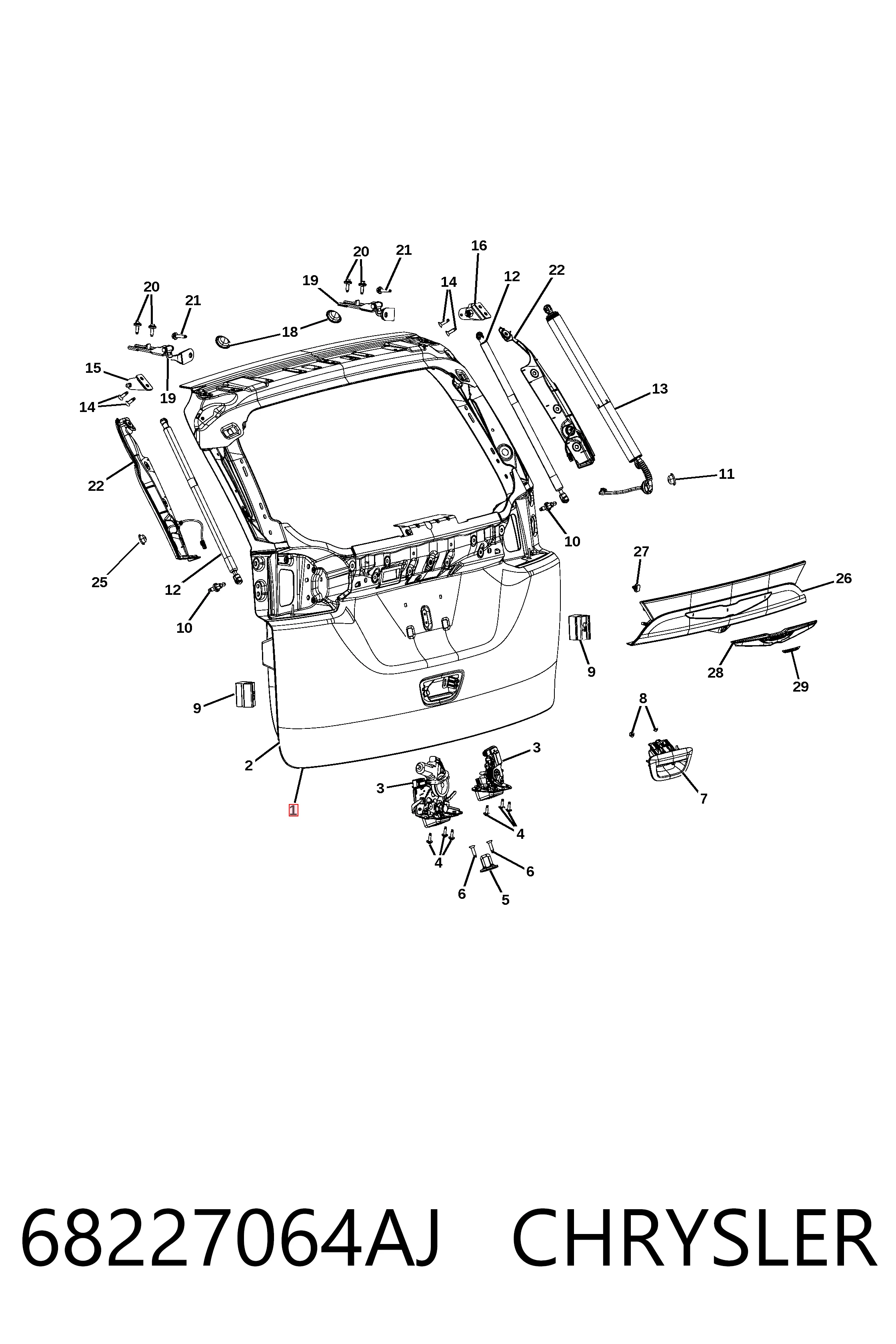 Пятая дверь Fiat/Alfa/Lancia K68227064AL цена, от 1266.95 USD