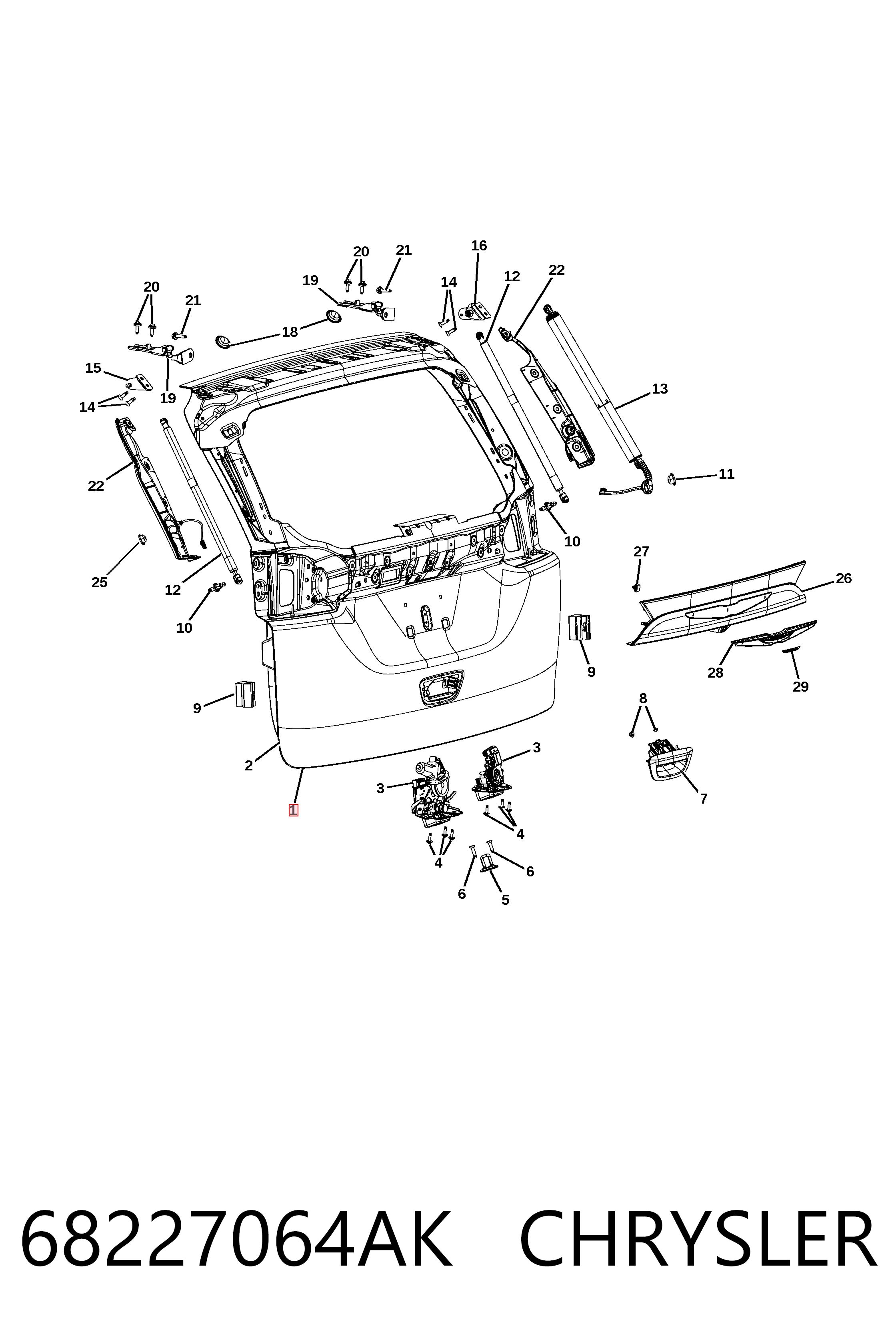 Купить K68227064AL Fiat/Alfa/Lancia Дверь задняя багажная