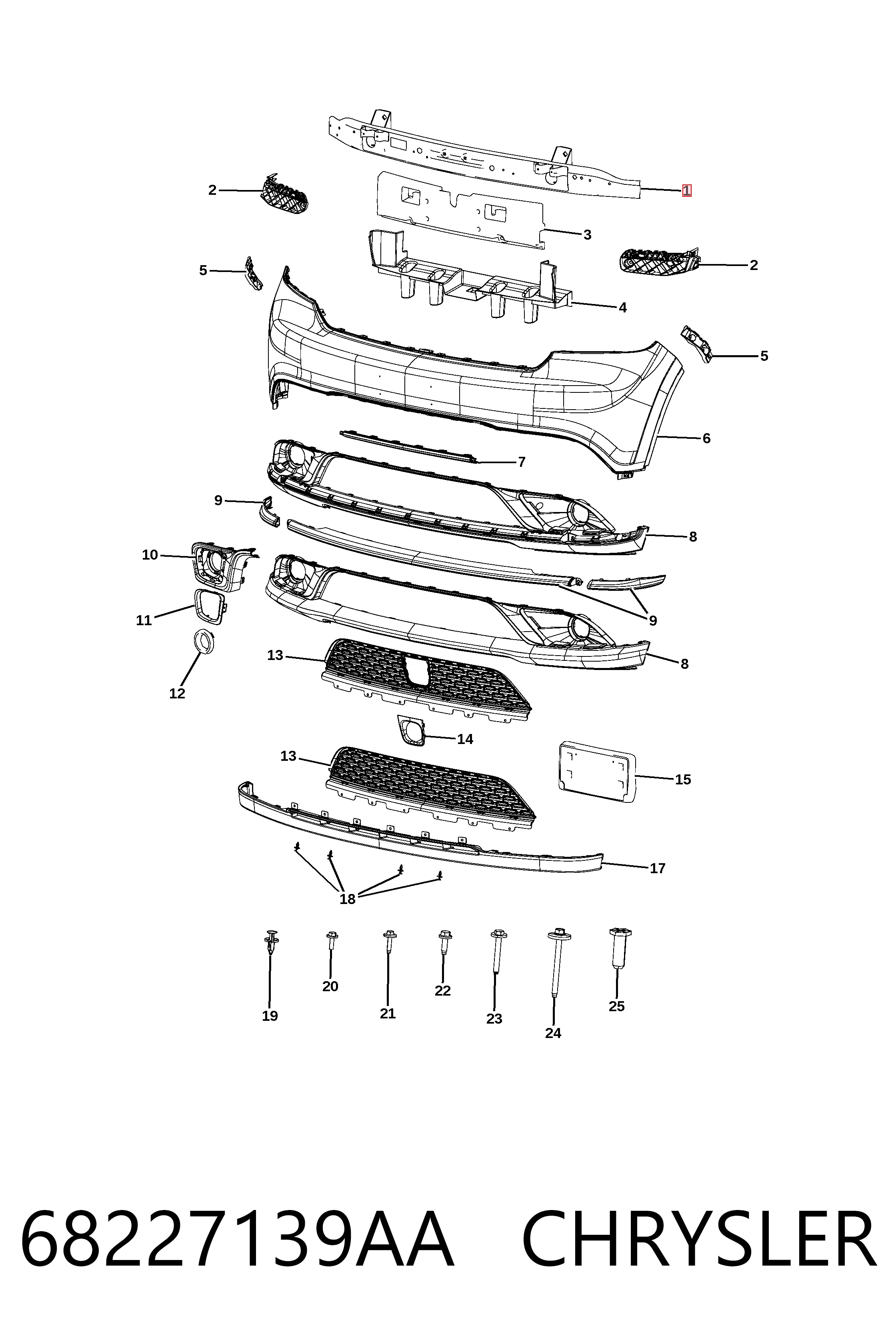 Усилитель переднего бампера PCR44029B KLARKSONAS