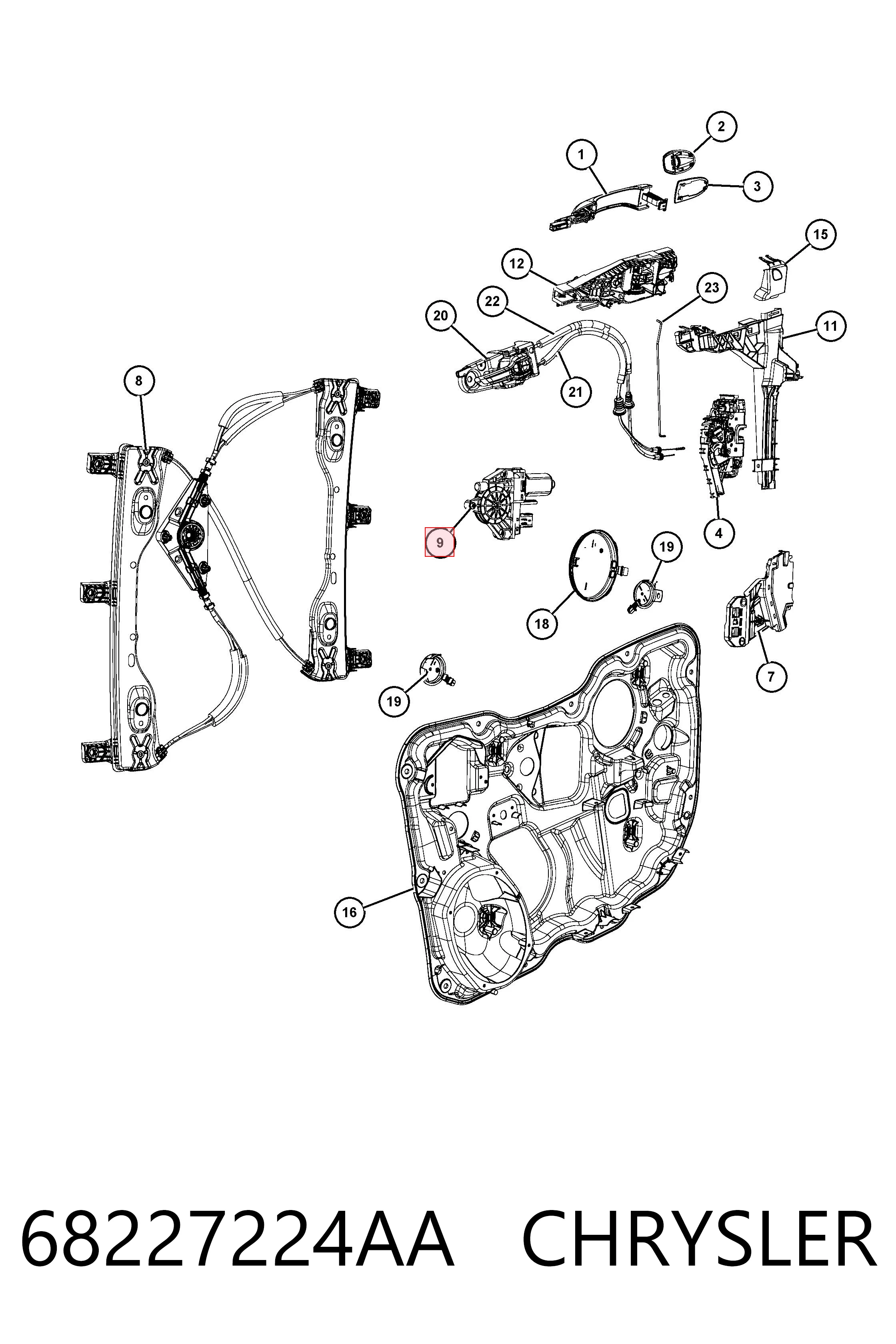Мотор стеклоподъемника двери передней левой K68079282AB Fiat/Alfa/Lancia