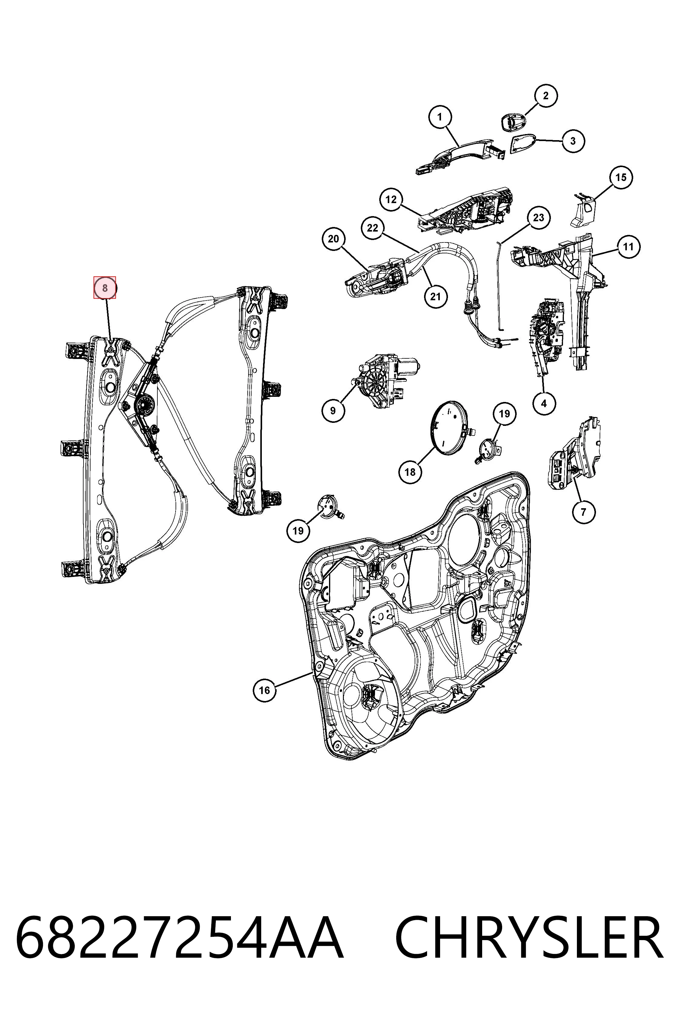 68227254AA Chrysler Механизм подъема стекол