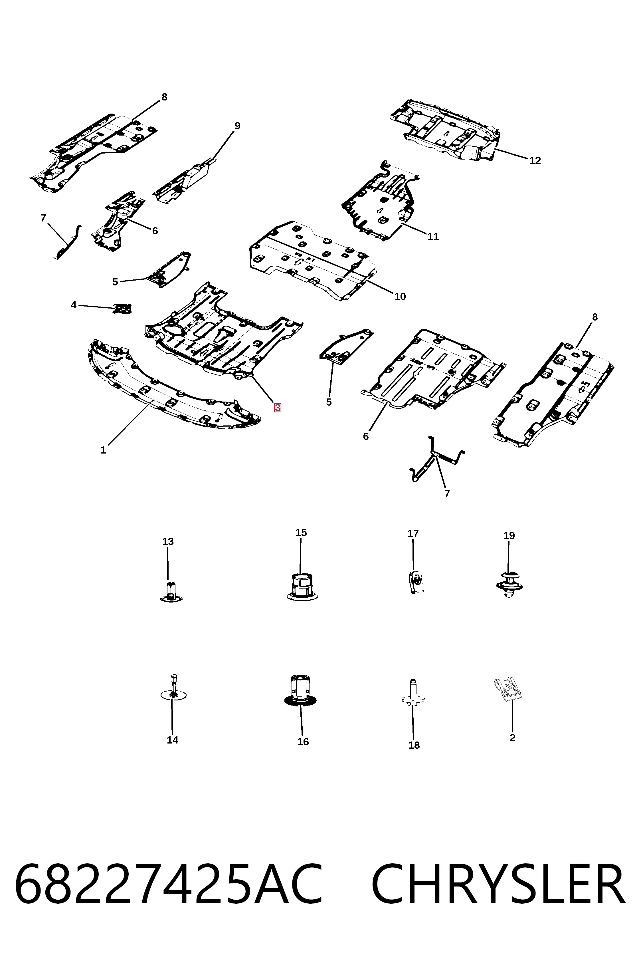 68227425AC Chrysler Защита картера двигателя