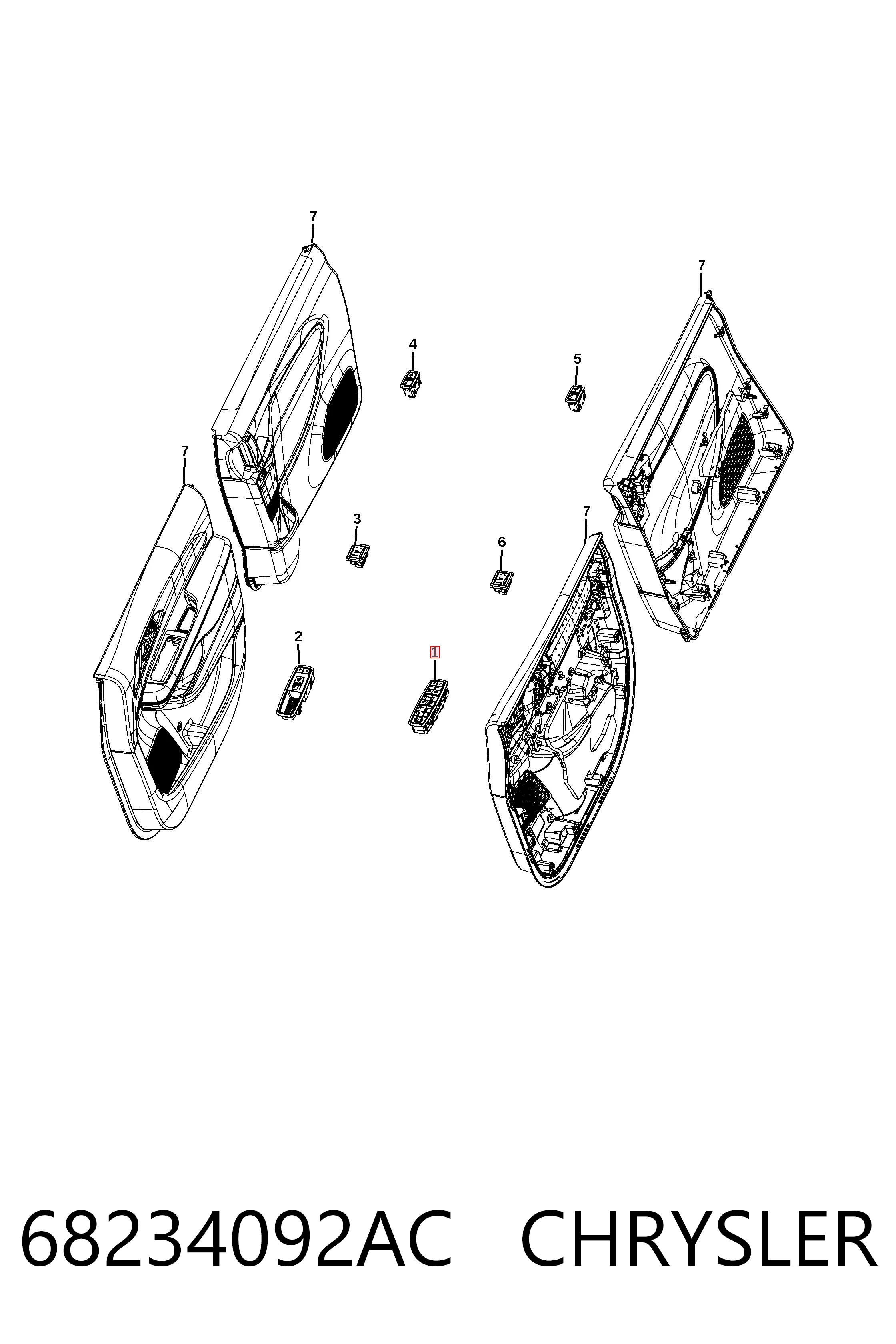 68234092AC Chrysler Кнопки переднего левого стекло подъёмника