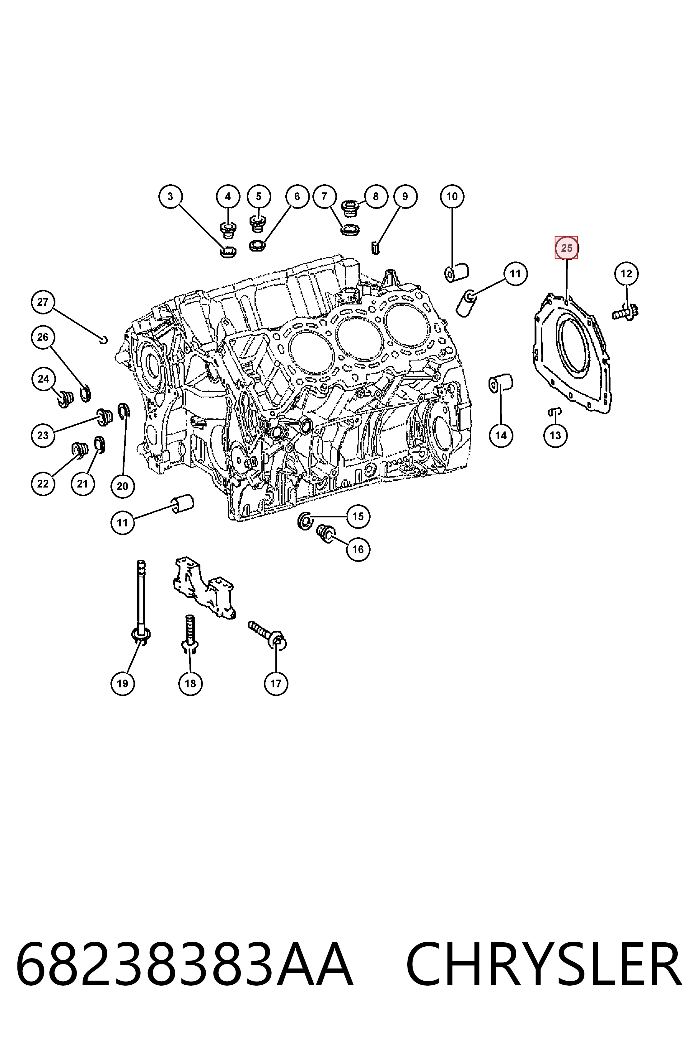 K68006029AA Fiat/Alfa/Lancia Сальник коленвала двигателя, задний
