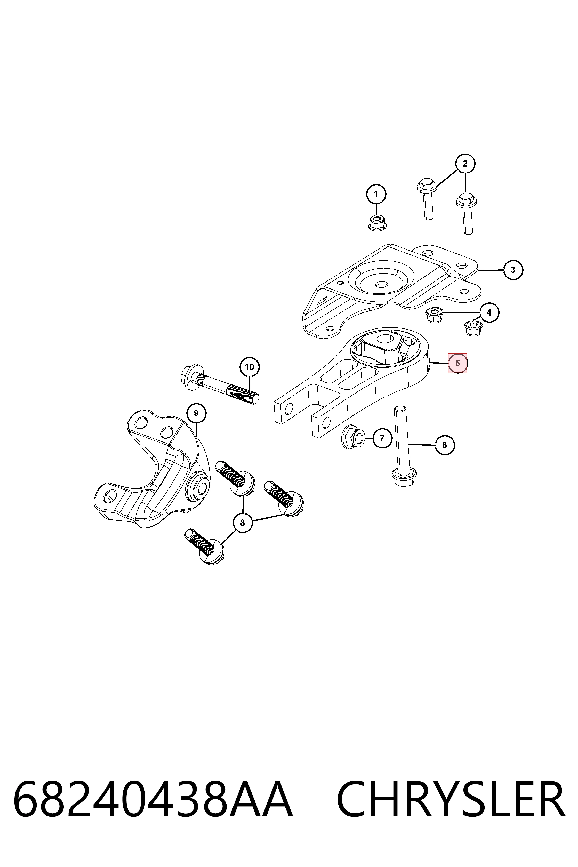 Купить K68240438AA Fiat/Alfa/Lancia Гидроопора двигателя задняя
